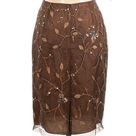 Vintage Vtg Rickie Freeman Skirt Formal Overlay Floral Beaded Embroi Size 28" / US 6 / IT 42 - 4 Thumbnail