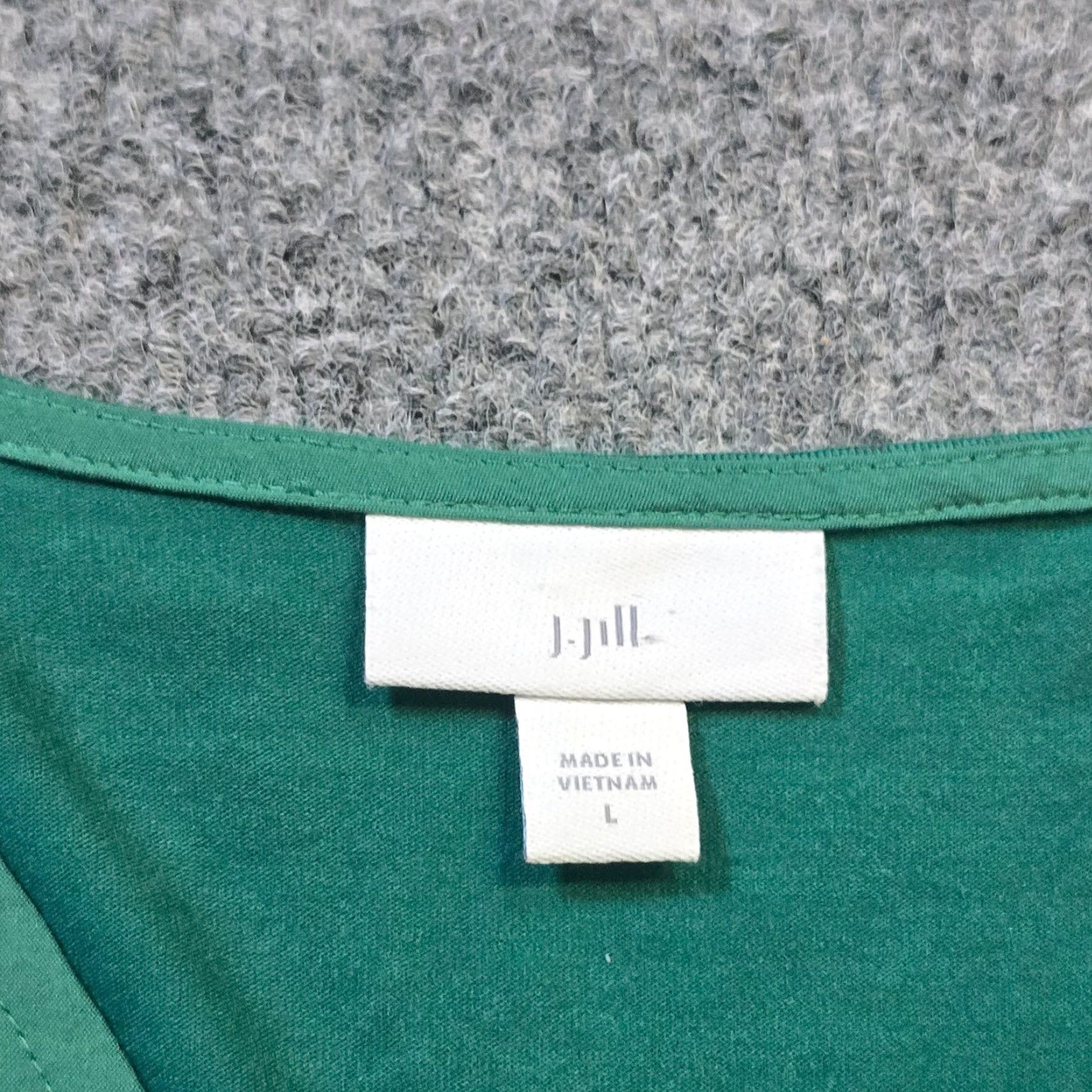 J. Jill J. Jill Top Womens Large Green V Neck 3/4 Sleeve Boxy Oversized Casual Career Shirt Size L / US 10 / IT 46 - 3 Thumbnail