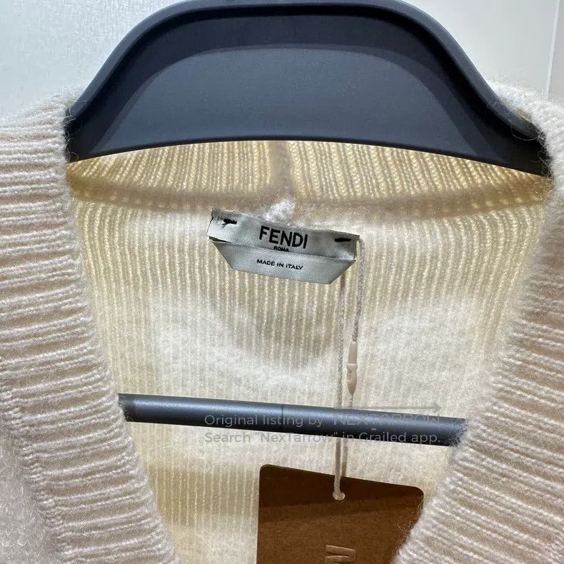 Fendi Fendi Double F Embroidered V-neck Short Knit Cardigan Size XS / US 0-2 / IT 36-38 - 3 Thumbnail