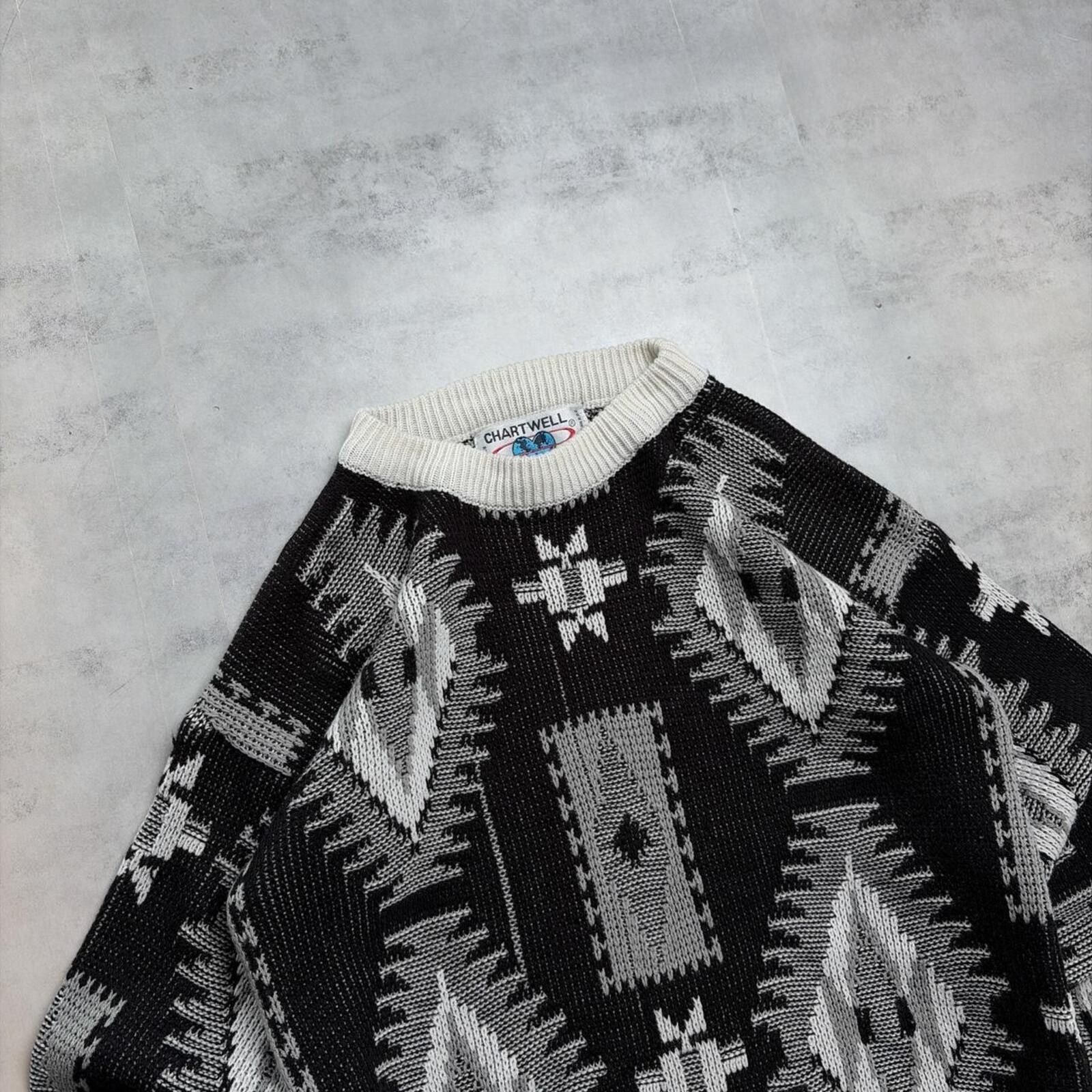 Other Vintage 90’s Black Chartwell Grunge Aztec Knit Sweater Size US S / EU 44-46 / 1 - 3 Thumbnail