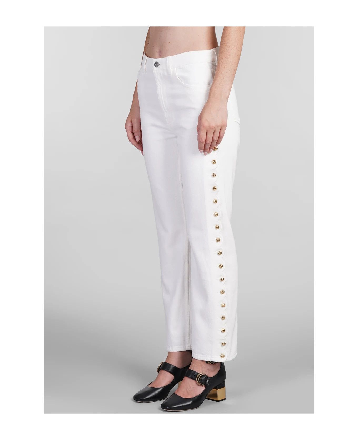 Chloe o1loc1c11025 Cropped Slim Denim in White Size 30" / US 8 / IT 44 - 4 Thumbnail