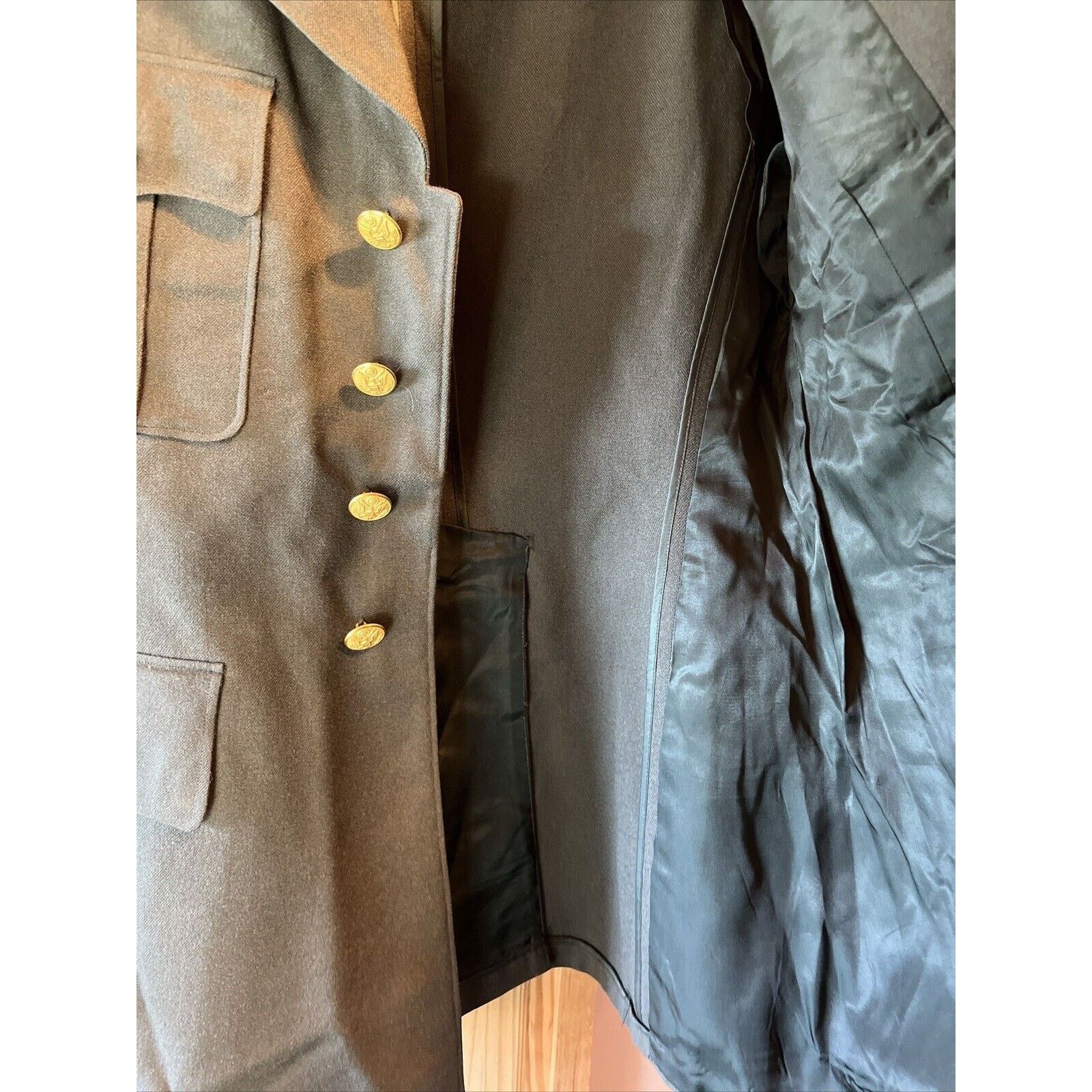 Vintage US Army Class A 1956 Men 40L Olive Green Dress VTG Wool Coat Size US M / EU 48-50 / 2 - 8 Thumbnail