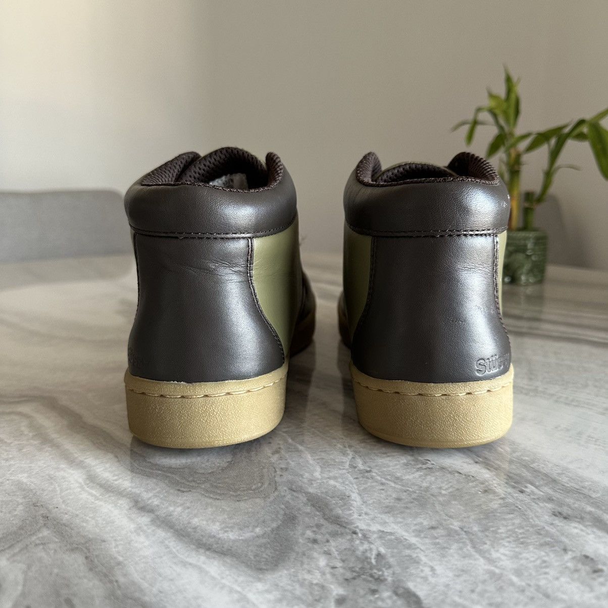 Stussy Vintage Stussy Imperial Olive Brown Leather Mid Top Sneakers Size US 10.5 / EU 43-44 - 8 Thumbnail