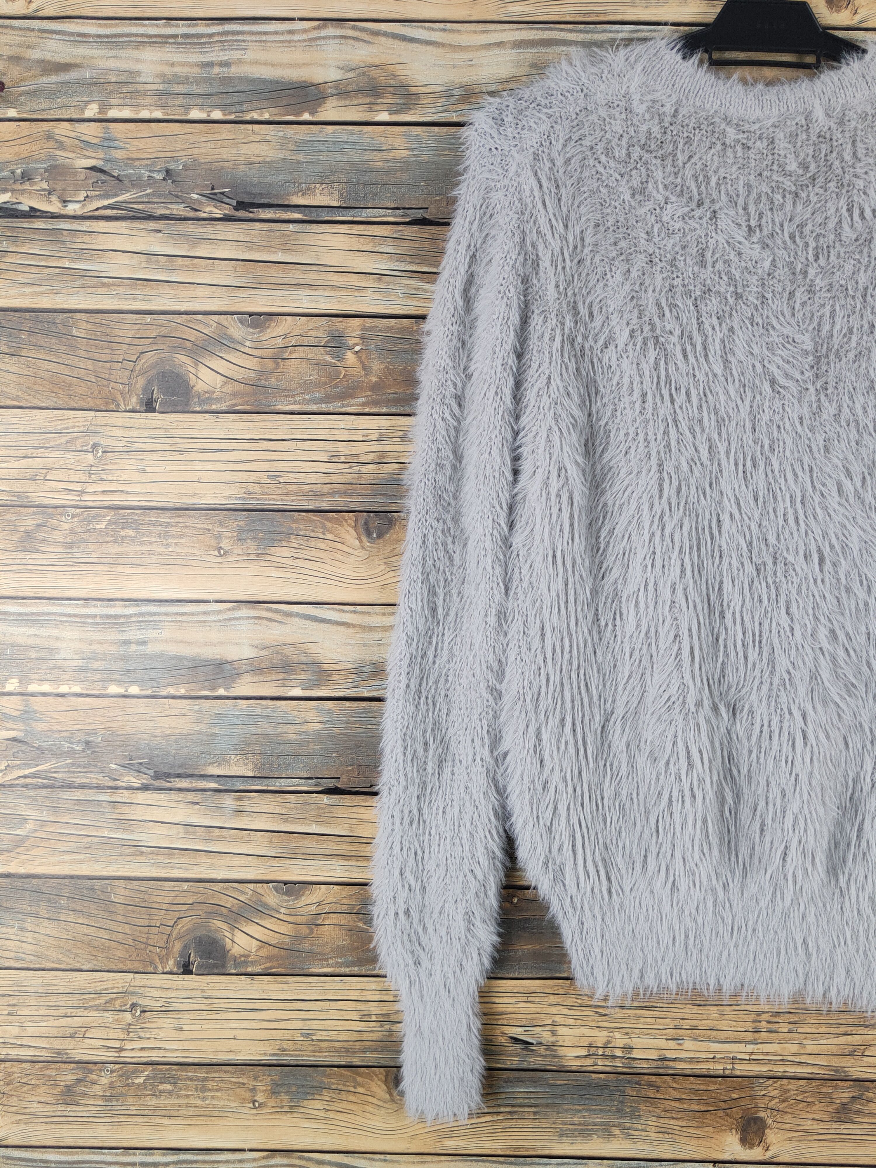 Aran Isles Knitwear Roomy's Gray Shag Shaggy Fur Mohair Knitwear #W1635 Size US M / EU 48-50 / 2 - 8 Thumbnail