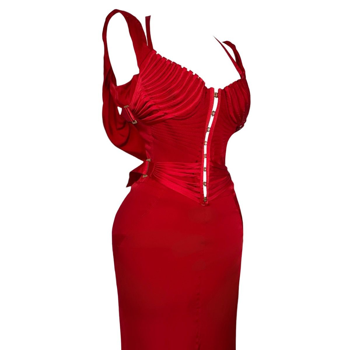 Gucci Runway Gucci by Tom Ford FW2003 red silk corseted dress Size M / US 6-8 / IT 42-44 - 4 Thumbnail