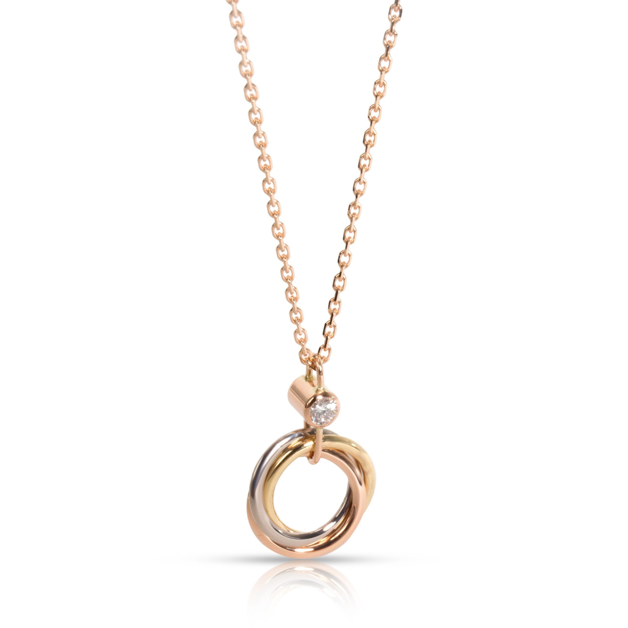 Cartier Trinity Diamond Necklace in 18K 3 Tone Gold 0.05 CTW