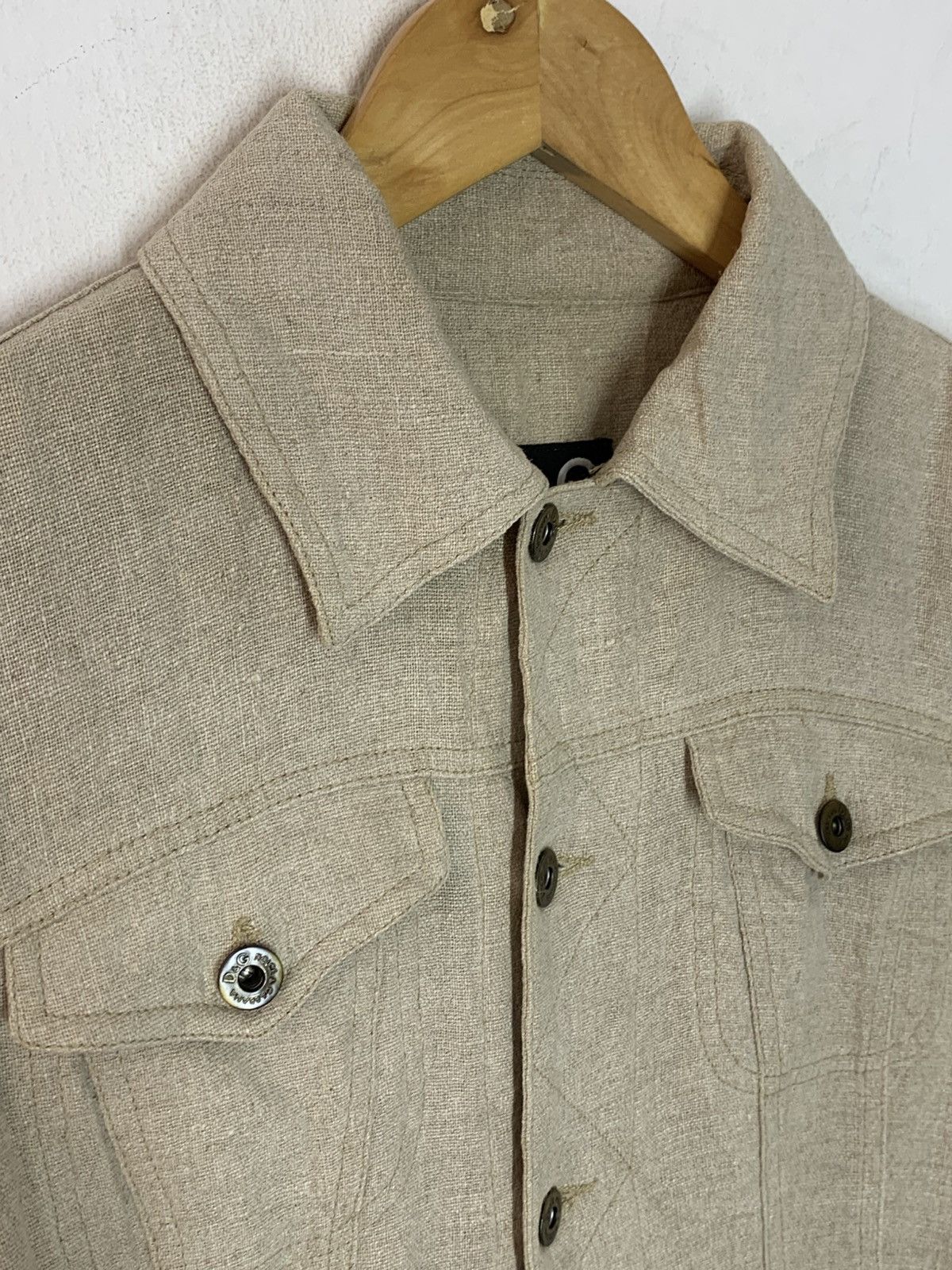 Dolce & Gabbana 2000’s DOLCE & GABBANA BEIGE LINEN TRUCKER JACKET Size US S / EU 44-46 / 1 - 4 Thumbnail
