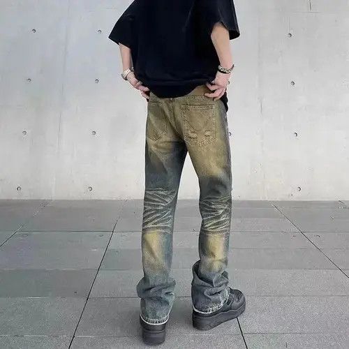 Jean Washed and distressed baggy micro flare jeans Size US 34 / EU 50 - 4 Thumbnail