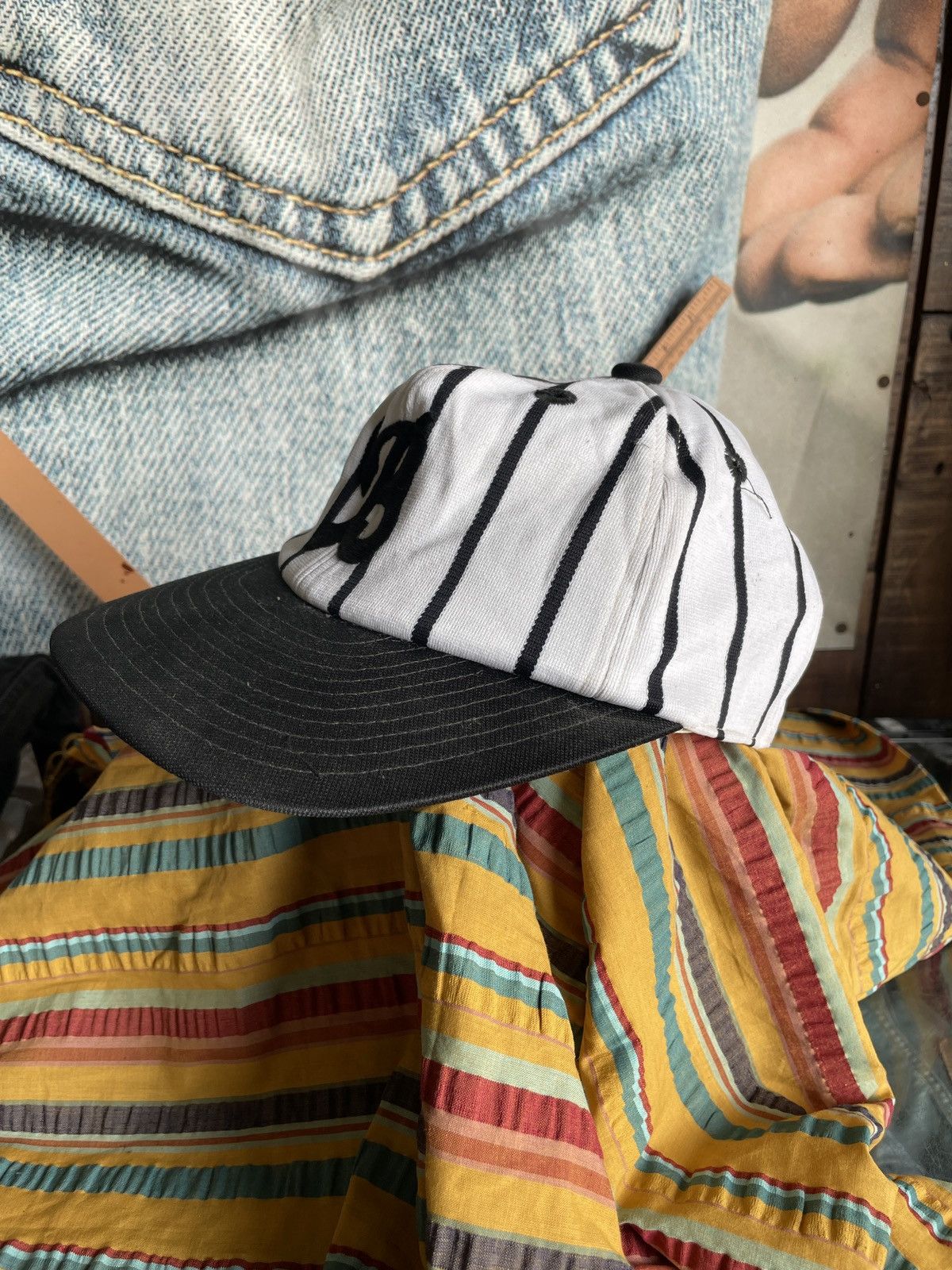 Japanese Brand × MLB × Vintage Vintage japanese Baseball MLB B Snapback stripe full cap Size ONE SIZE - 4 Thumbnail