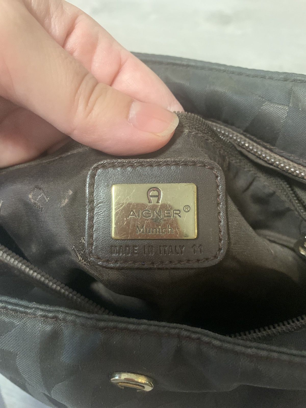 Aigner Aigner Handbag Brown Leather & fabric Size ONE SIZE - 9 Thumbnail