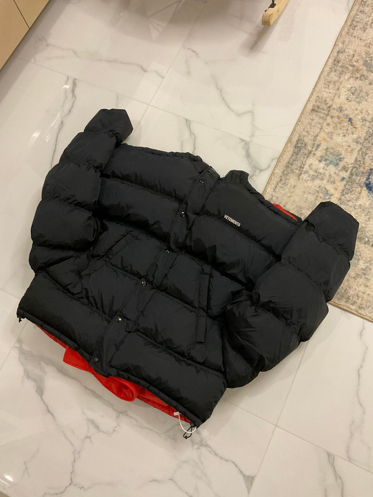 Pre-owned Vetements Upside Down Quilted Shell Jacket Parental Advice In Black