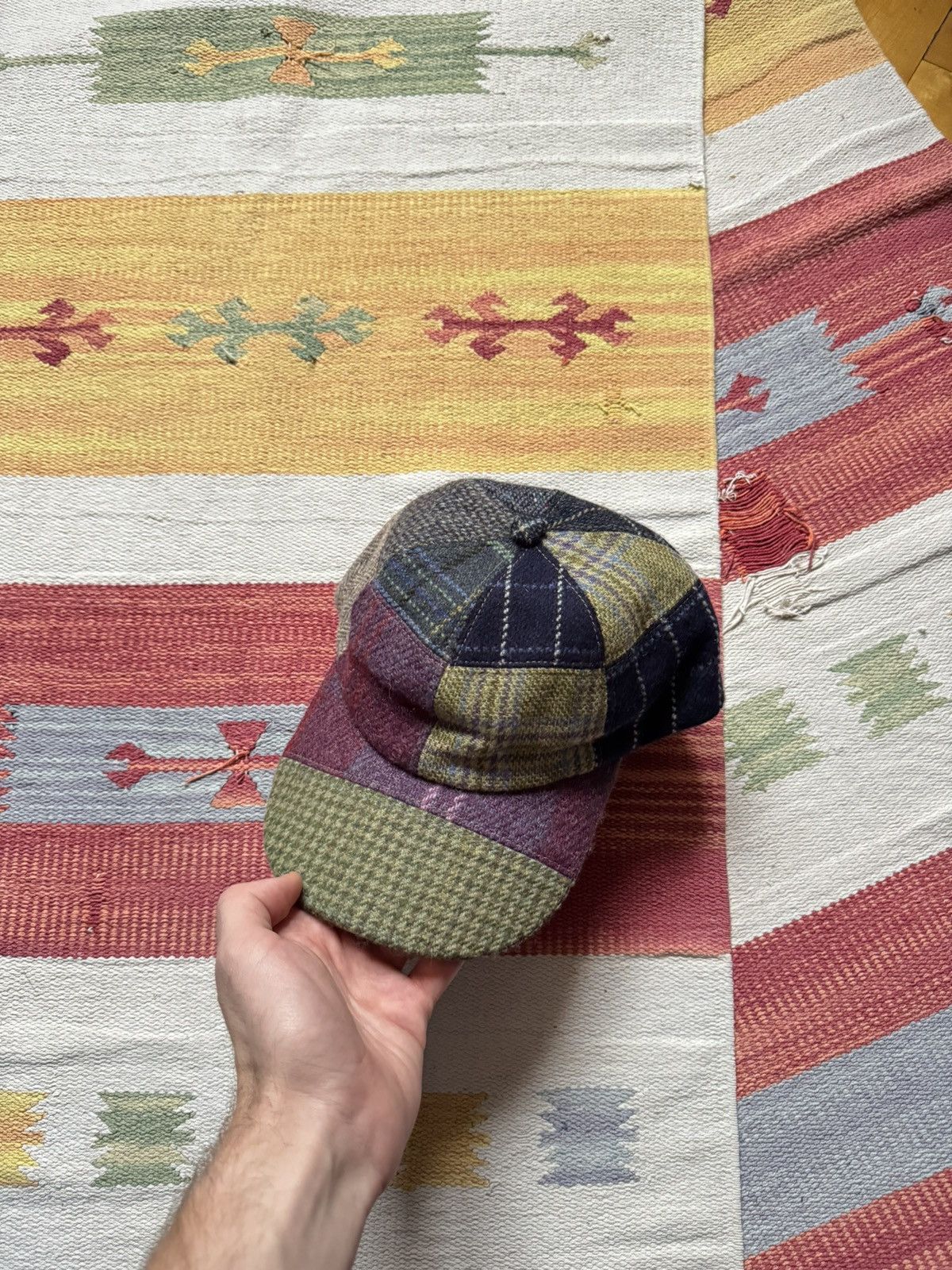 Woolrich Woolen Mills Vintage 90-00’s John Hanly Irish Wool Patchwork Hat Size ONE SIZE - 1 Thumbnail