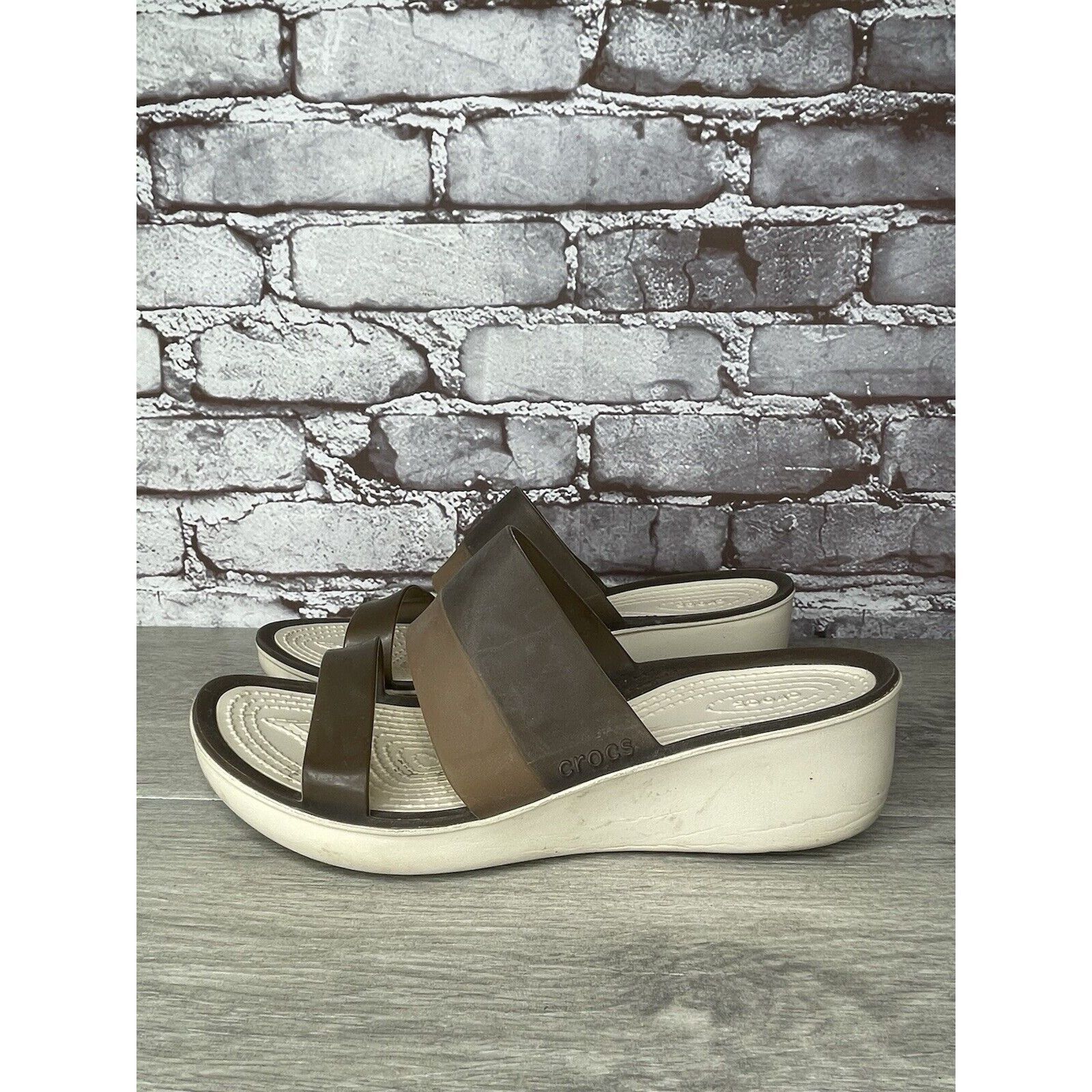 Crocs CROCS CIABATTA 200031 COLORBLOCK BROWN TAN SLIP ON WEDGE SA Size US 9 / IT 39 - 1 Thumbnail