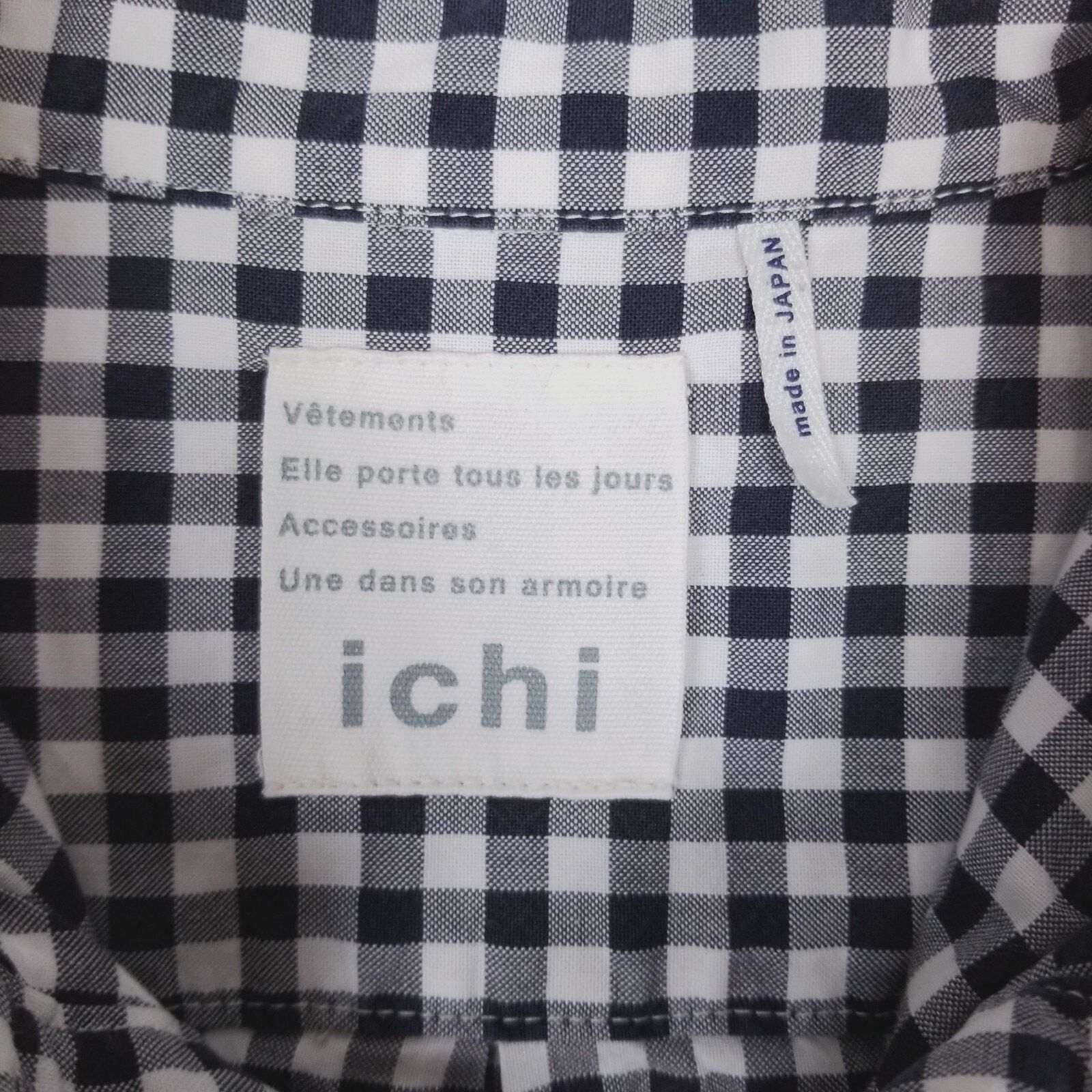 Other ichi Gingham Short Sleeve Tunic Navy White Sz Small Size S / US 4 / IT 40 - 7 Thumbnail