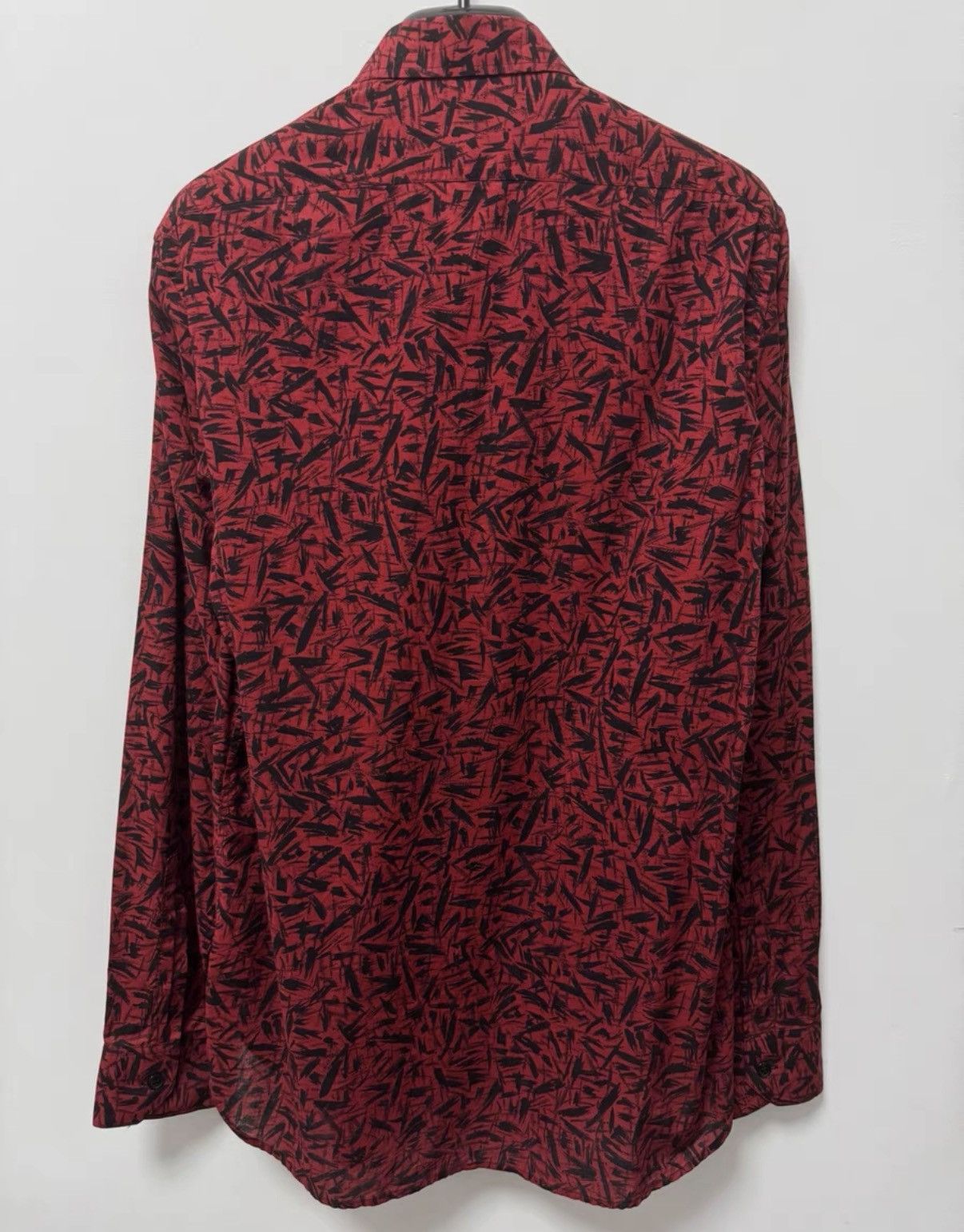 Saint Laurent Paris Saint Laurent (SLP) 14SS Runway Dark Red Thorn Print Shirt Size US M / EU 48-50 / 2 - 2 Thumbnail