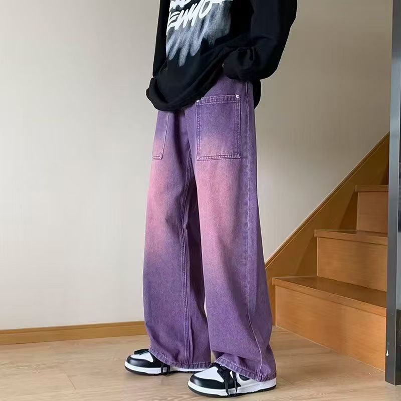 Japanese Brand × Jean Purple American street retro straight cargo jeans y2k Size US 32 / EU 48 - 2 Thumbnail