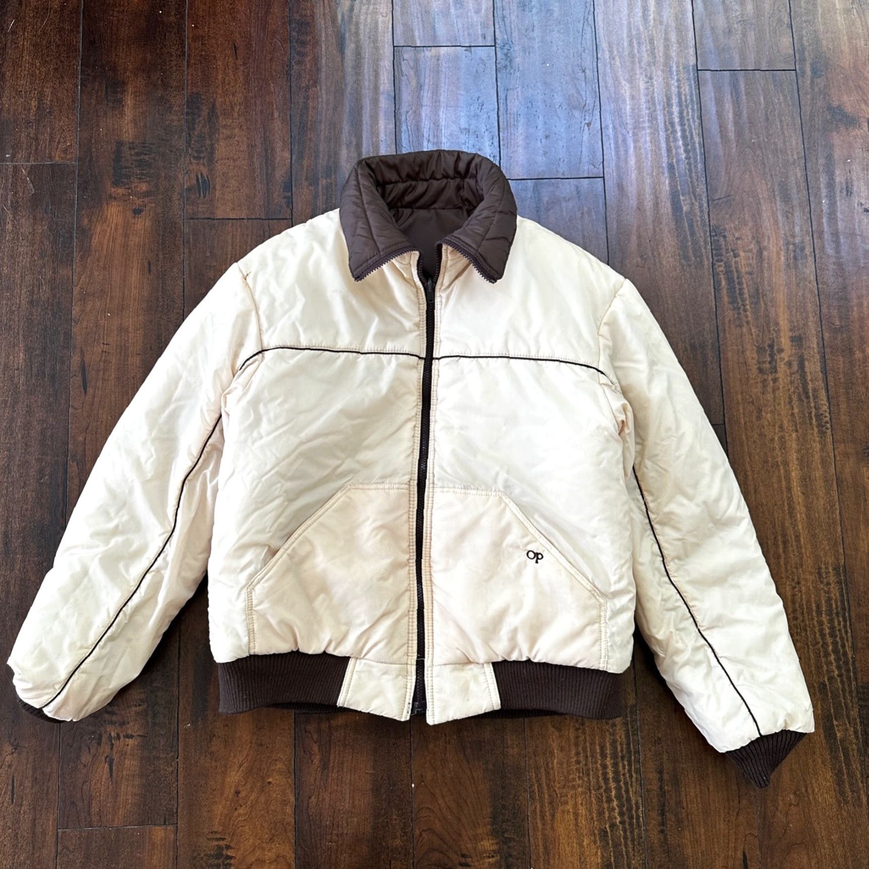 Ocean Pacific VTG Ocean Pacific Brown Insulated Puffer Jacket Reversible Double Sided 70s 80s Size US XL / EU 56 / 4 - 2 Thumbnail