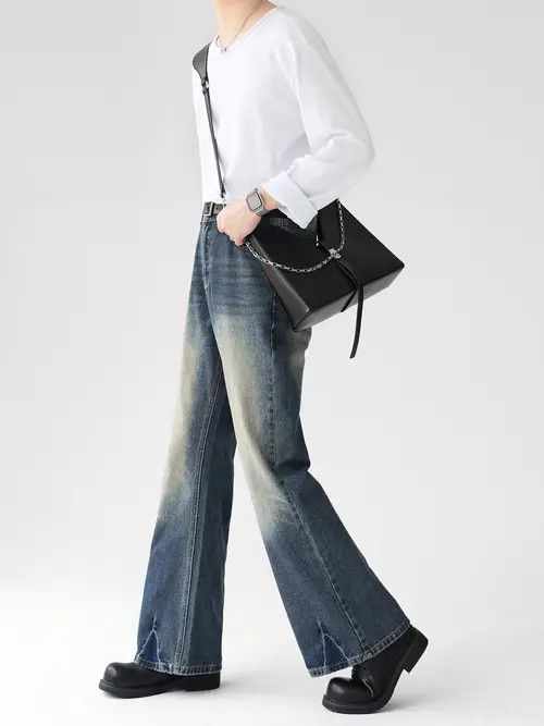Japanese Brand × Jean American style distressed men's loose flared vintage jeans Size US 34 / EU 50 - 4 Thumbnail