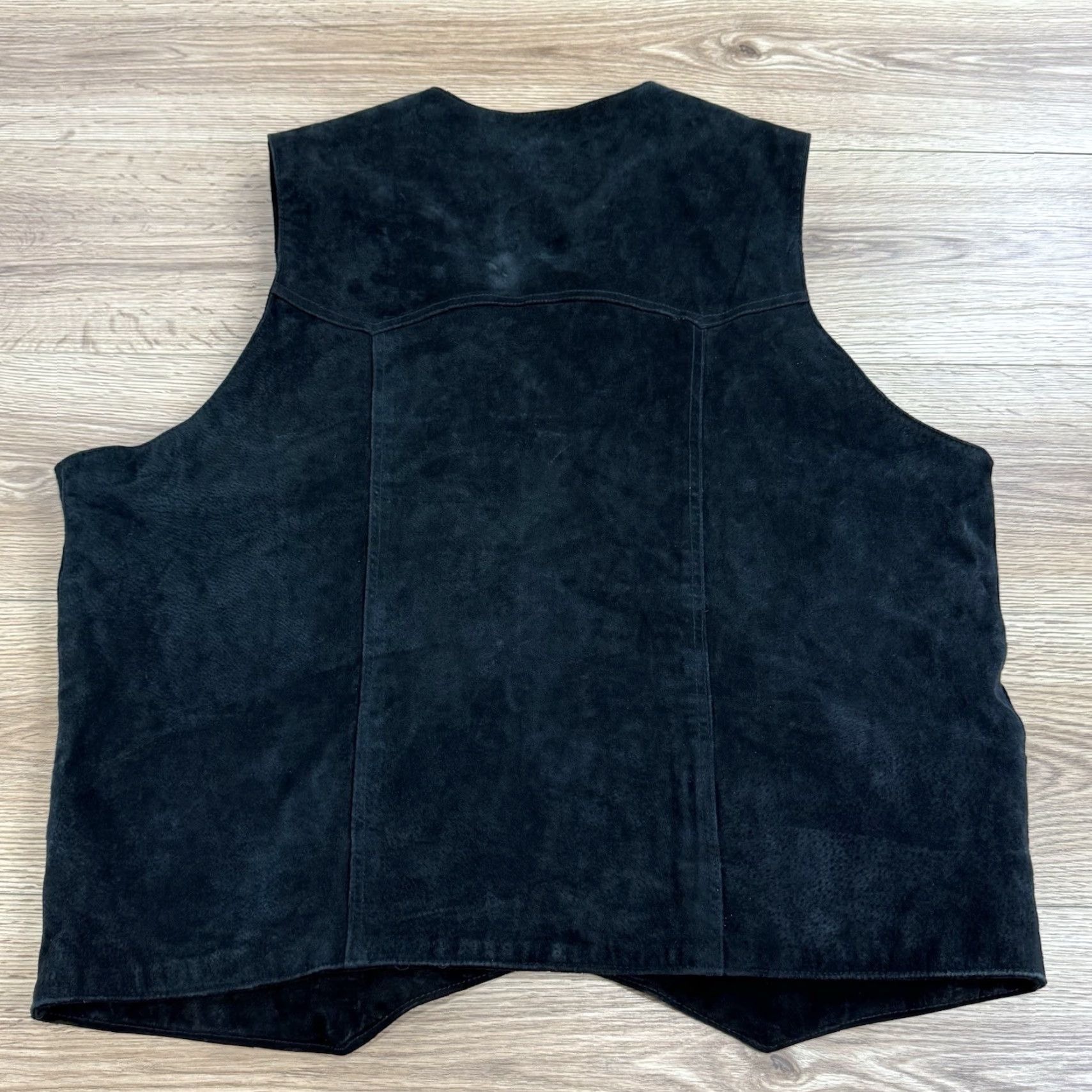 X-LARGE CRIPPLE CREEK Vest - Western Suede Snap Vest Men 3XL Black Suede Leather Lined Vintage Western Style Mens Vest Size US XXL / EU 58 / 5 - 7 Thumbnail