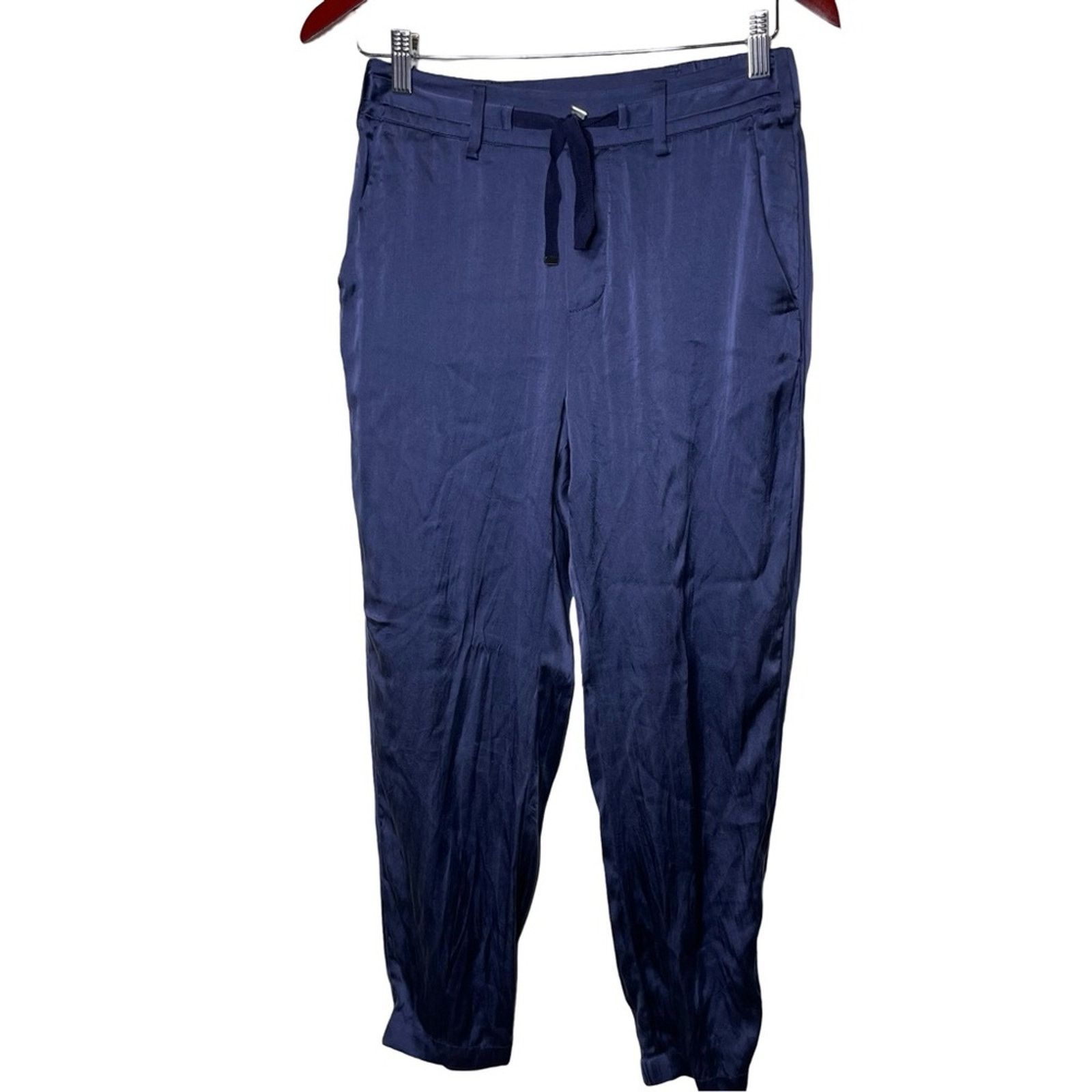 CAMI NYC Cami NYC Navy Blue Drawstring Pull On Silk Pants XS Size 26" / US 2 / IT 38 - 1 Thumbnail