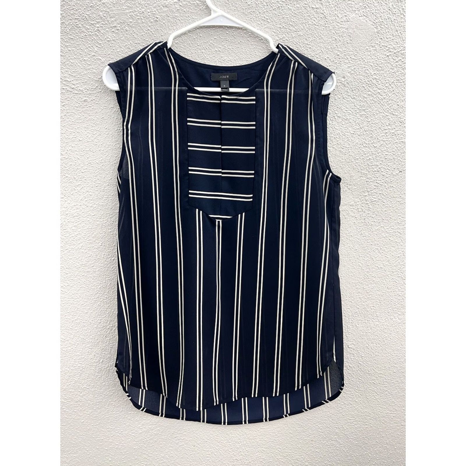 J.Crew Womens J. Crew Tank Top Size 6 Blue with White Strips Sleeveless Tank Top, Casual, Party/Cocktail, Regular, Blue, Striped, 6, J.CREW, Women, Tank Size M / US 6-8 / IT 42-44 - 2 Thumbnail