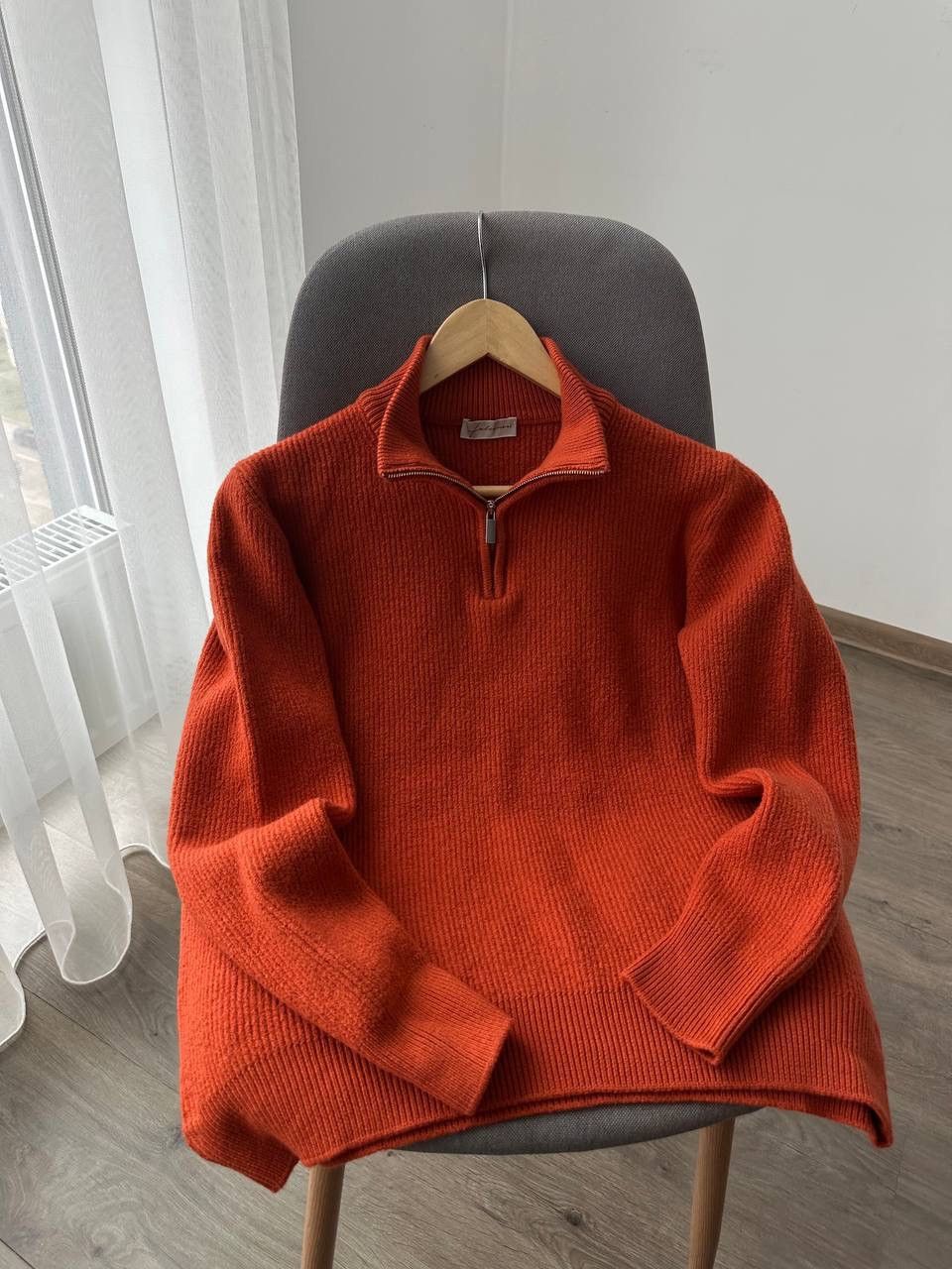 Japanese Brand × Vintage Vintage Faconeri Marino Wool Pullover 1/4 zip Orange Sweater Size US M / EU 48-50 / 2 - 8 Thumbnail