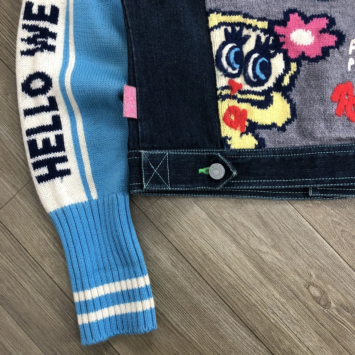 Angel Blue × Hysteric Glamour × Japanese Brand 2000s Angel Blue - Iconic Design Panda Knitted Denim Jacket Size US XXS / EU 40 - 8 Thumbnail