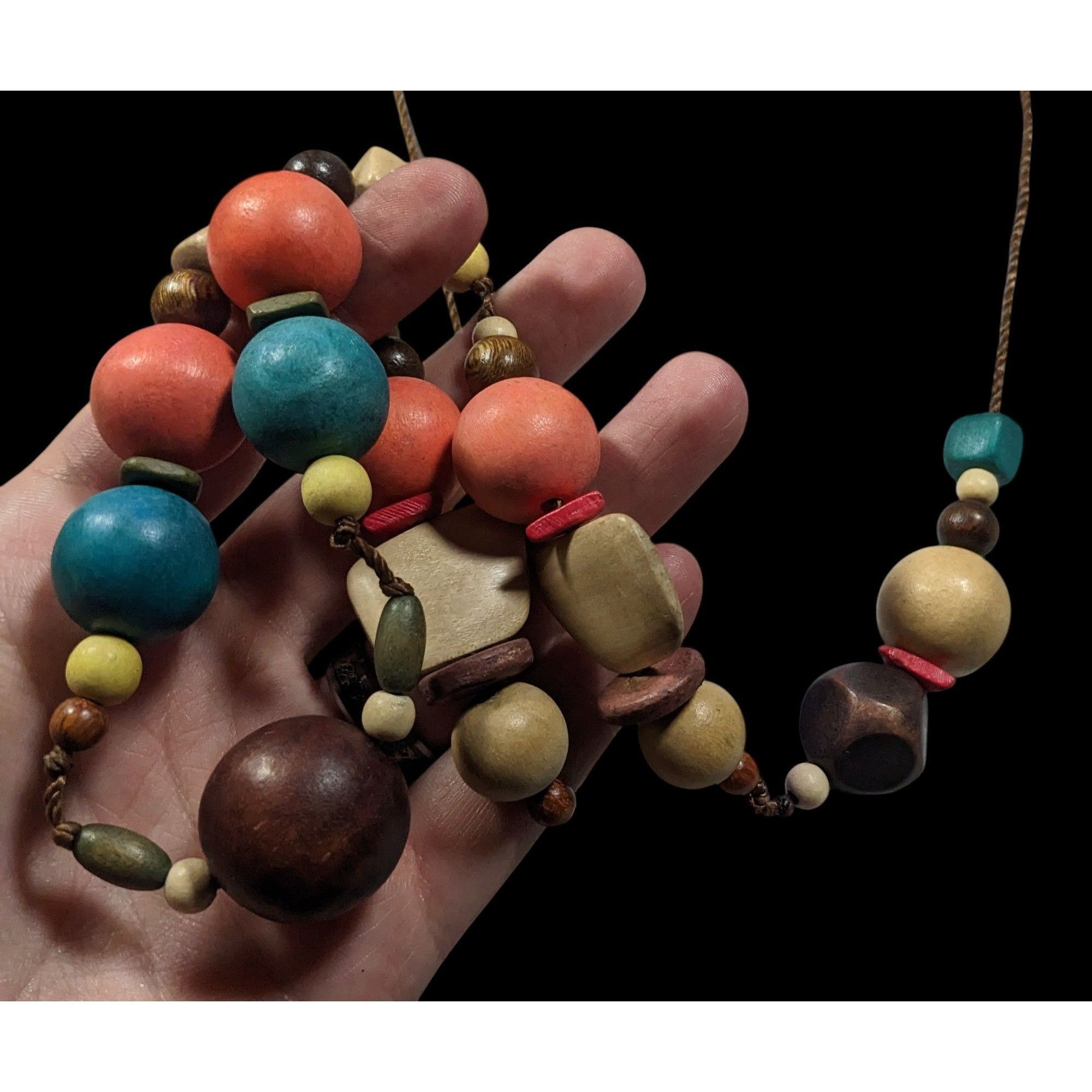 Other Rainbow Chunky Wood Beaded Statement Necklace Size ONE SIZE - 6 Thumbnail