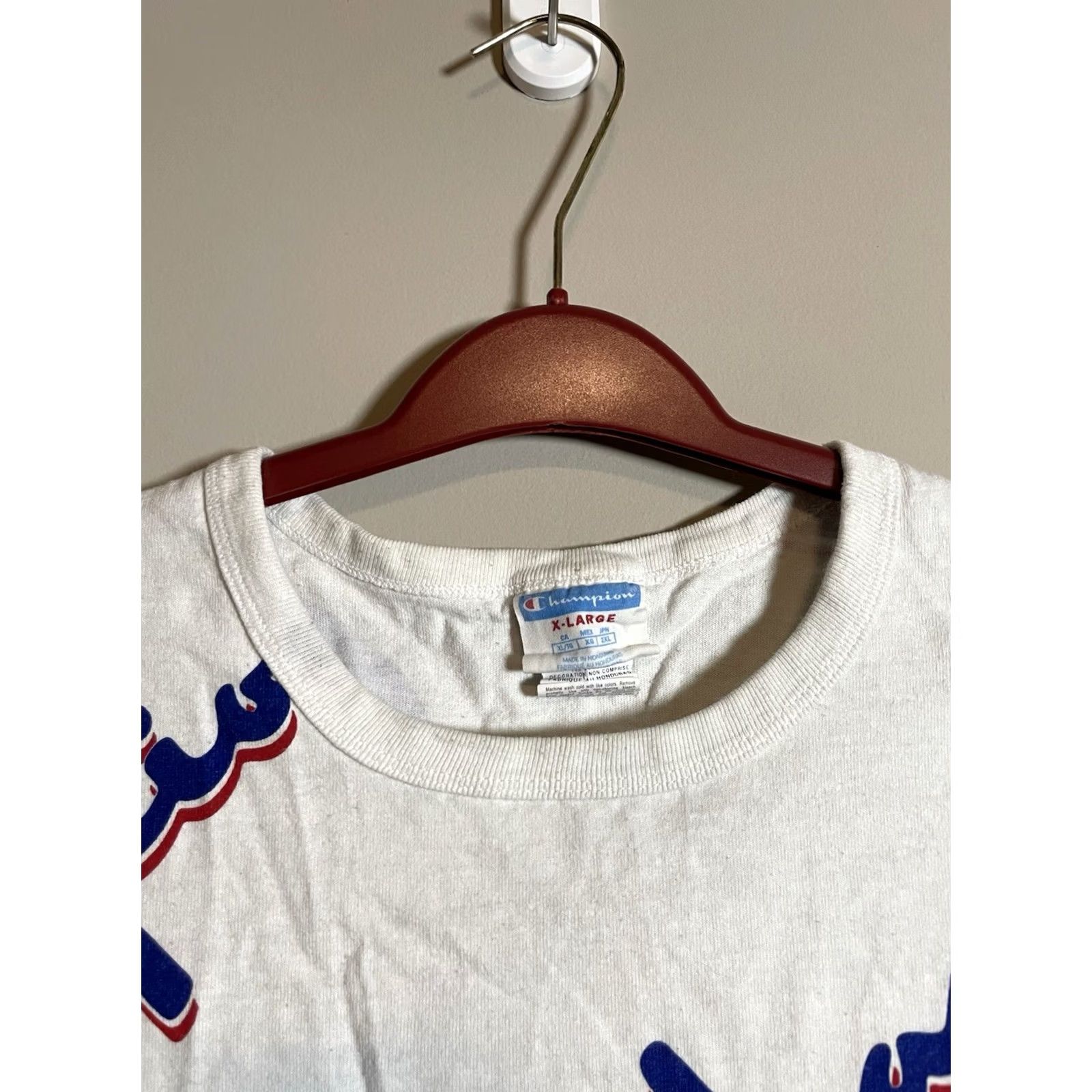 Champion VINTAGE Champion T Shirt Logo 90s AOP White XL Heavyweight Crew Neck Unisex Adults 2000-2009 OG Rare Retro Single Stitch Graphics Size US XL / EU 56 / 4 - 2 Thumbnail