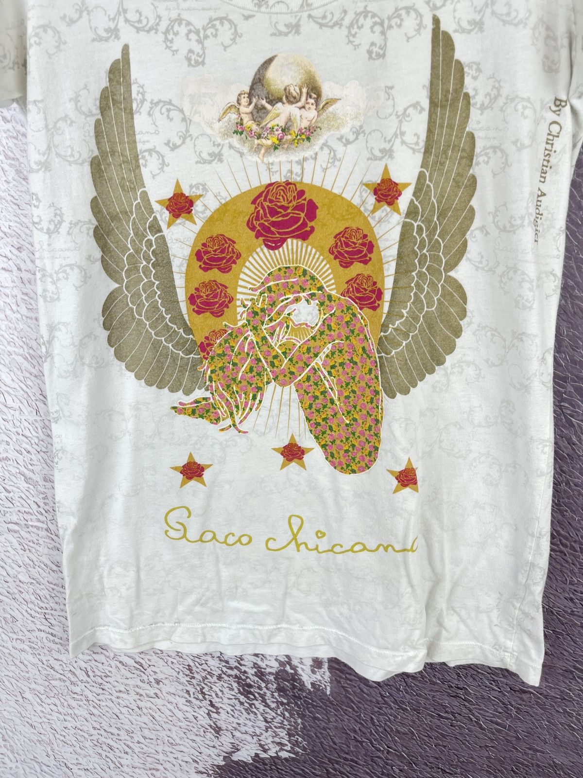 Christian Audigier Paco Chicano by Christian Audigier heaven theme white tee Size S / US 4 / IT 40 - 3 Thumbnail