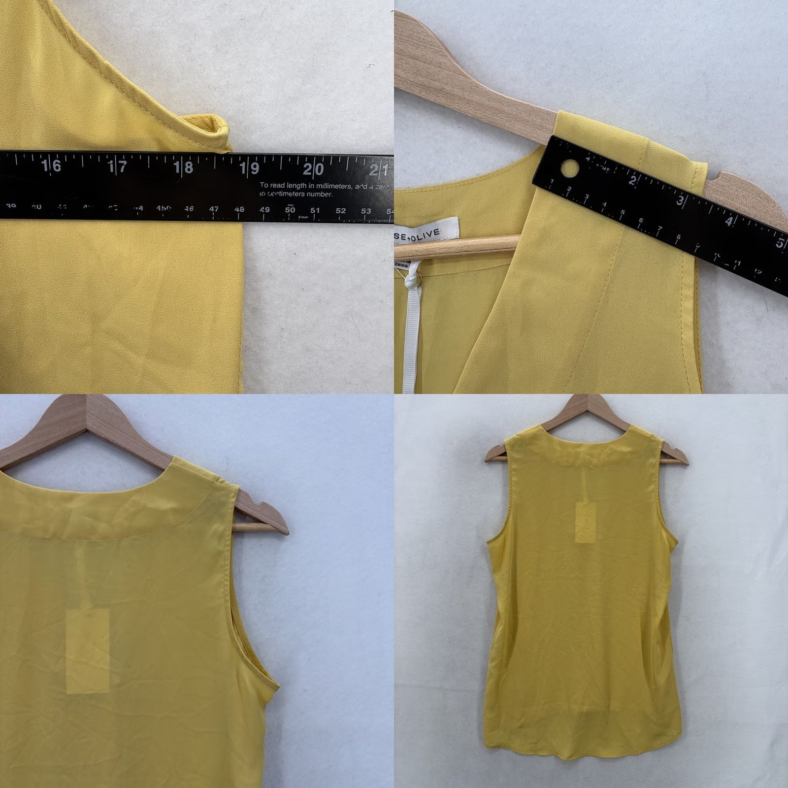 Vintage ROSE+OLIVE Blouse Womens Small Yellow V-Neck Sleeveless Chiffon Top Summer NWT Size S / US 4 / IT 40 - 8 Thumbnail