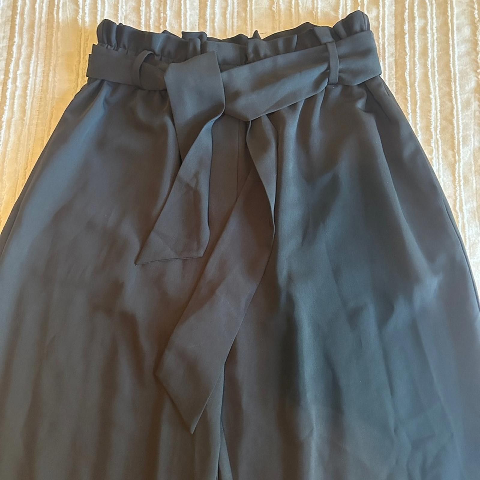 Lil Wayne Wayf Black Medium Pants Paper Bag Gaucho Wide Leg NWOT Size 32" / US 10 / IT 46 - 4 Thumbnail