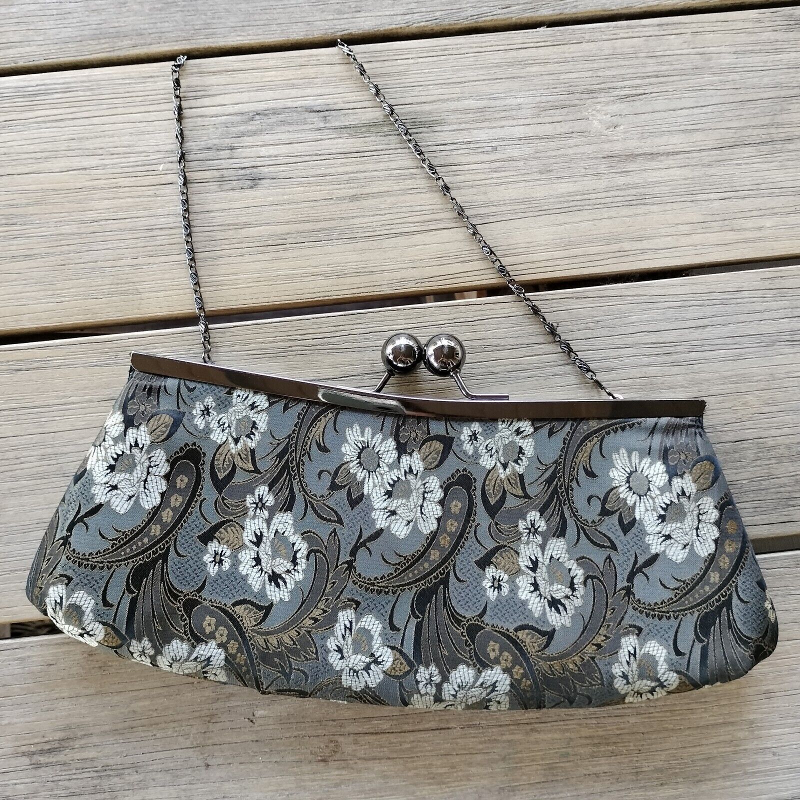 Designer Y2K 2000s Bag Shoulder Clutch Floral Baguette Mini Metallic Size ONE SIZE - 4 Thumbnail