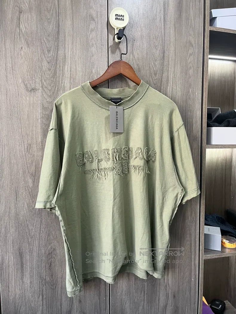 Balenciaga Balenciaga Moss Green Retro Plain Knit Crew Neck Short Sle Size US S / EU 44-46 / 1 - 2 Thumbnail