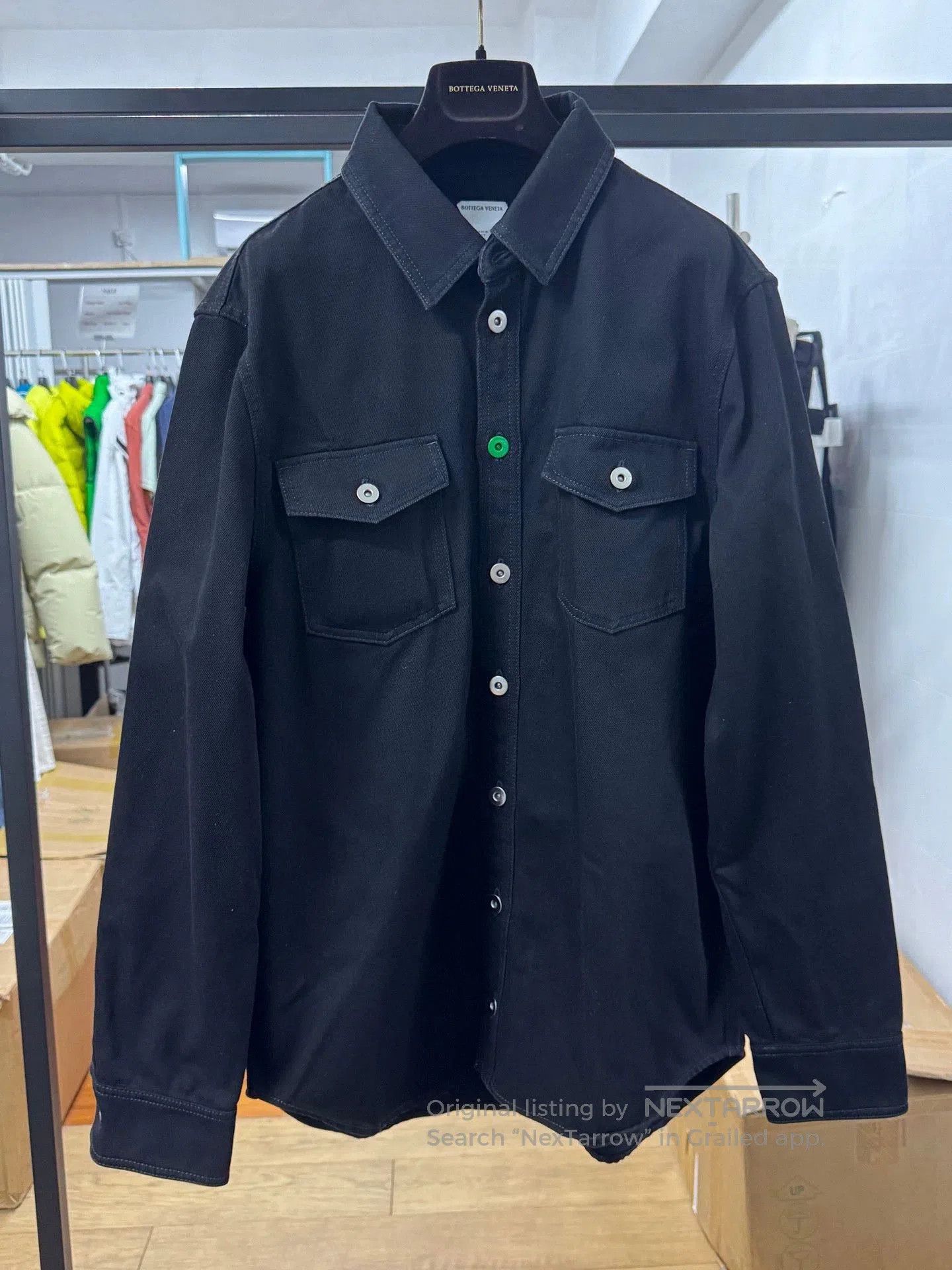 black cotton denim jacket for men.