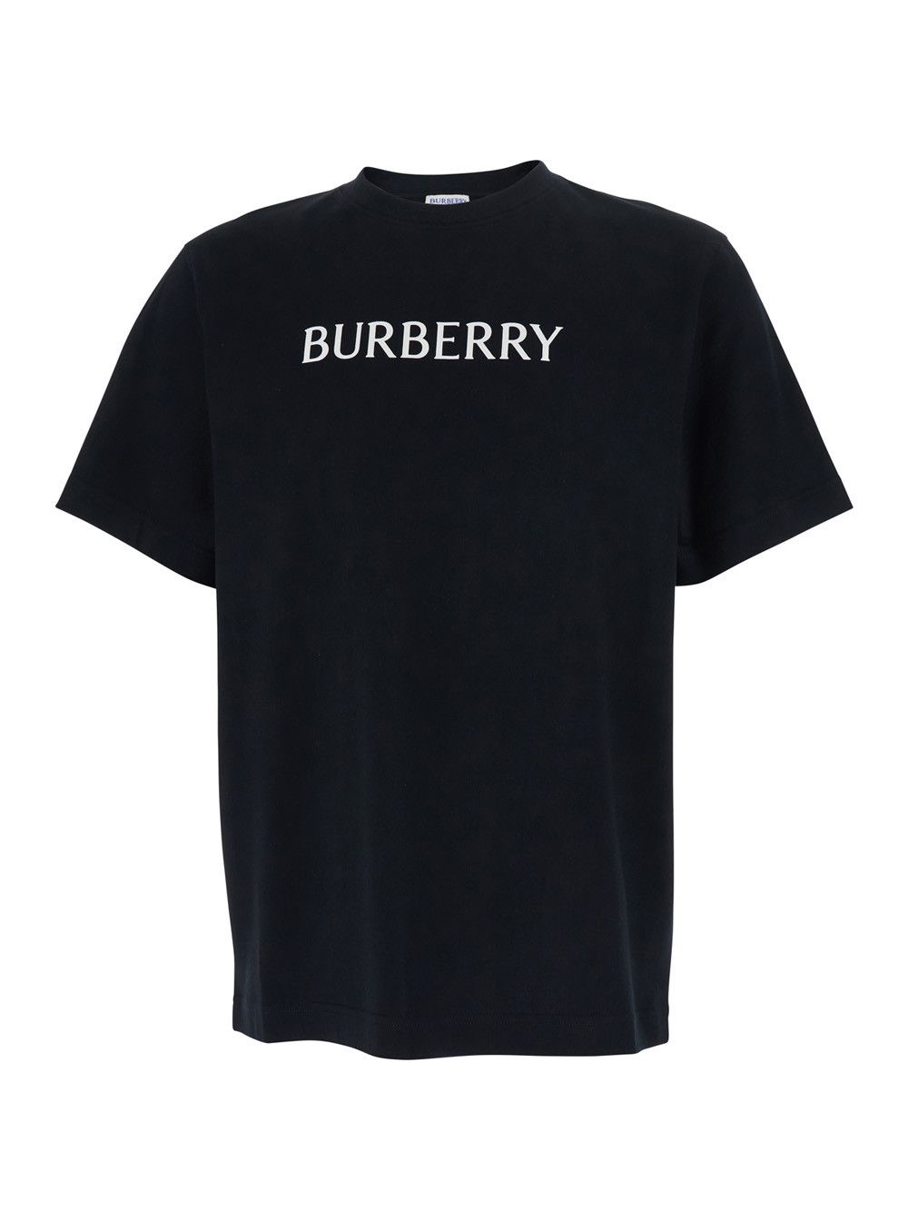 Burberry Black Crew Neck T-Shirt with Logo Lettering on the Front in Cotton for Men Size US XL / EU 56 / 4 - 1 Thumbnail