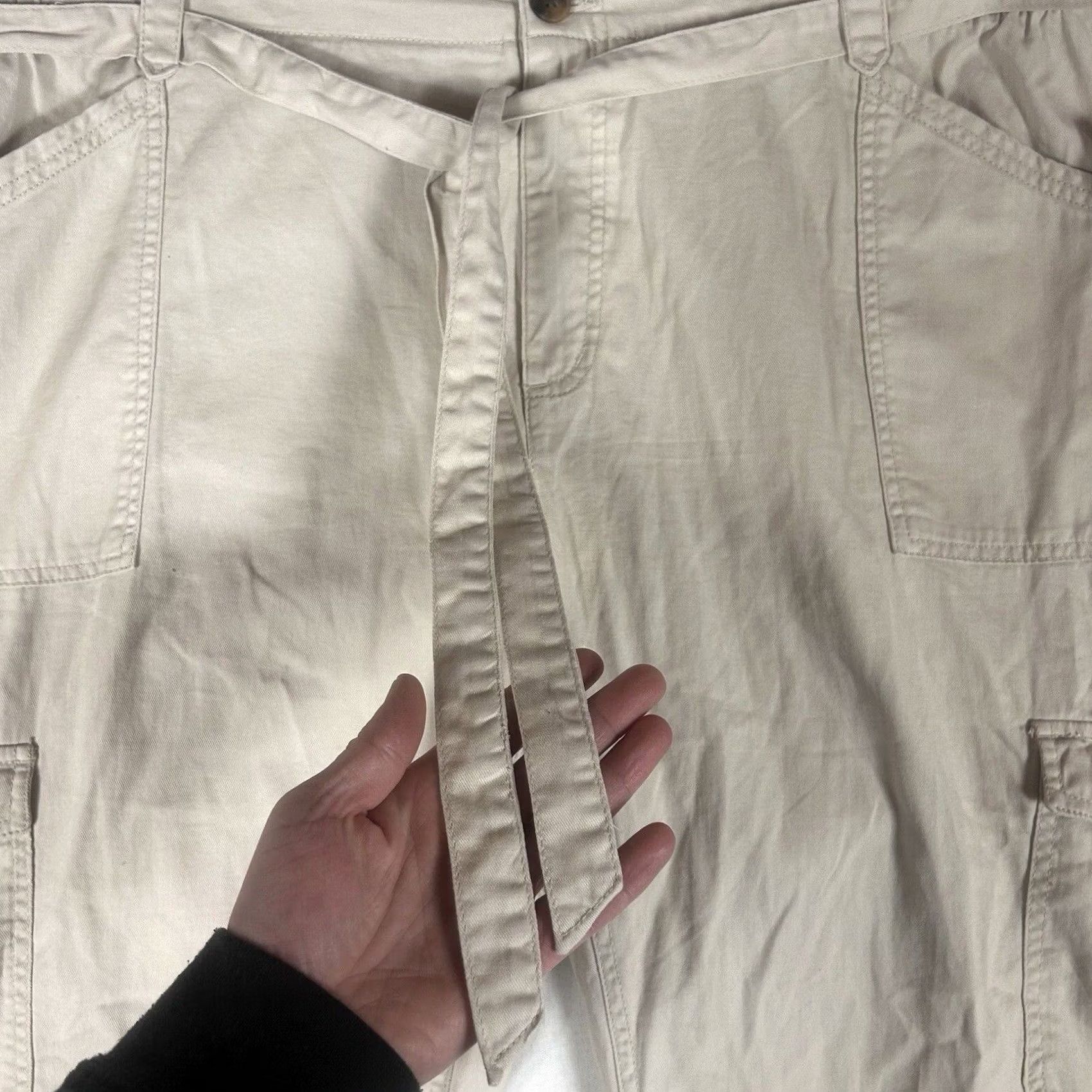 Old Navy Old Navy Cargo Tie Waist Pants Womens XL Beige Wishbone Straight Leg NWT Size 40" / US 18 - 6 Thumbnail