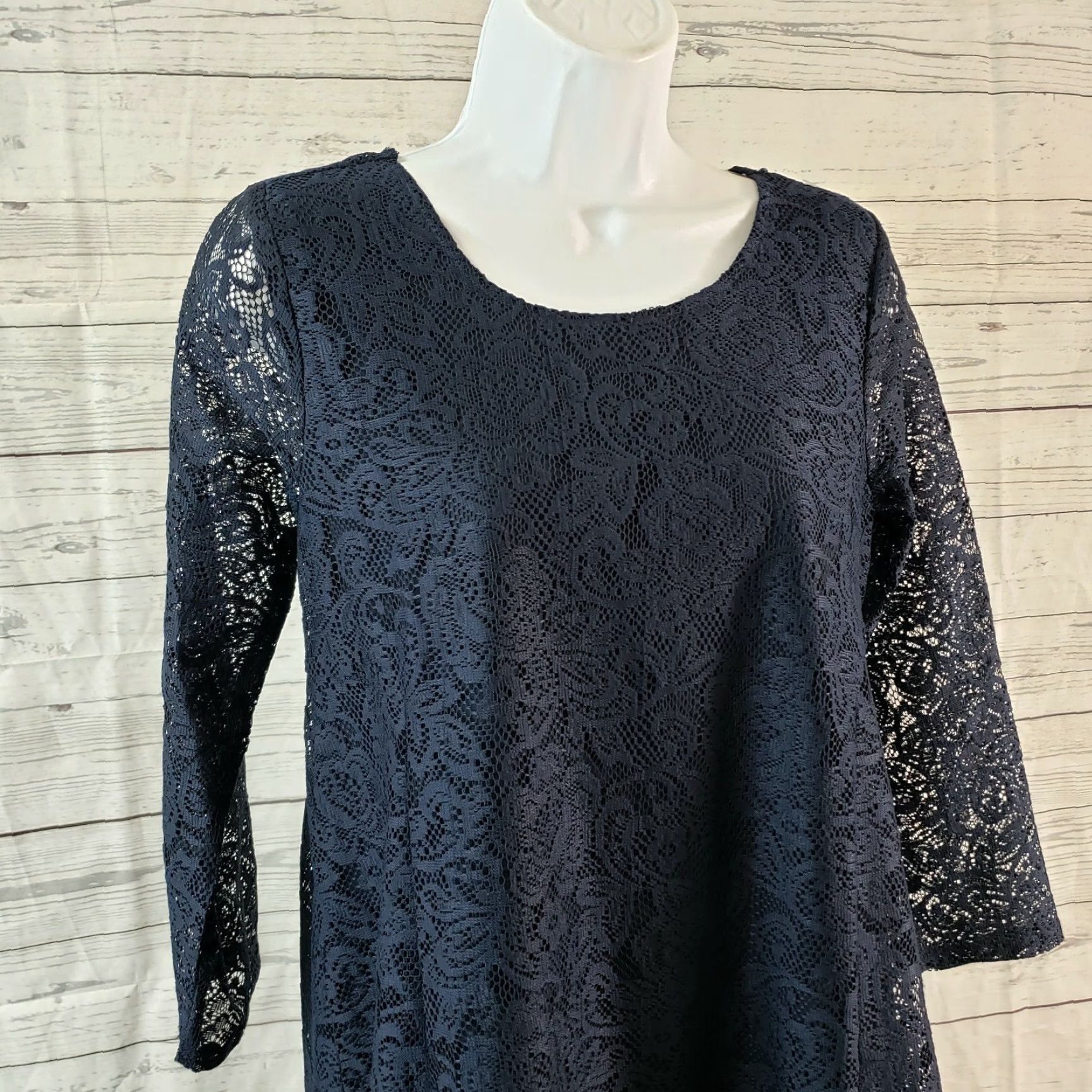 Abercrombie & Fitch Abercrombie & Fitch Womens Dress Mini Sz S Blue Lace 3/4 Sleeve Size S / US 4 / IT 40 - 3 Thumbnail