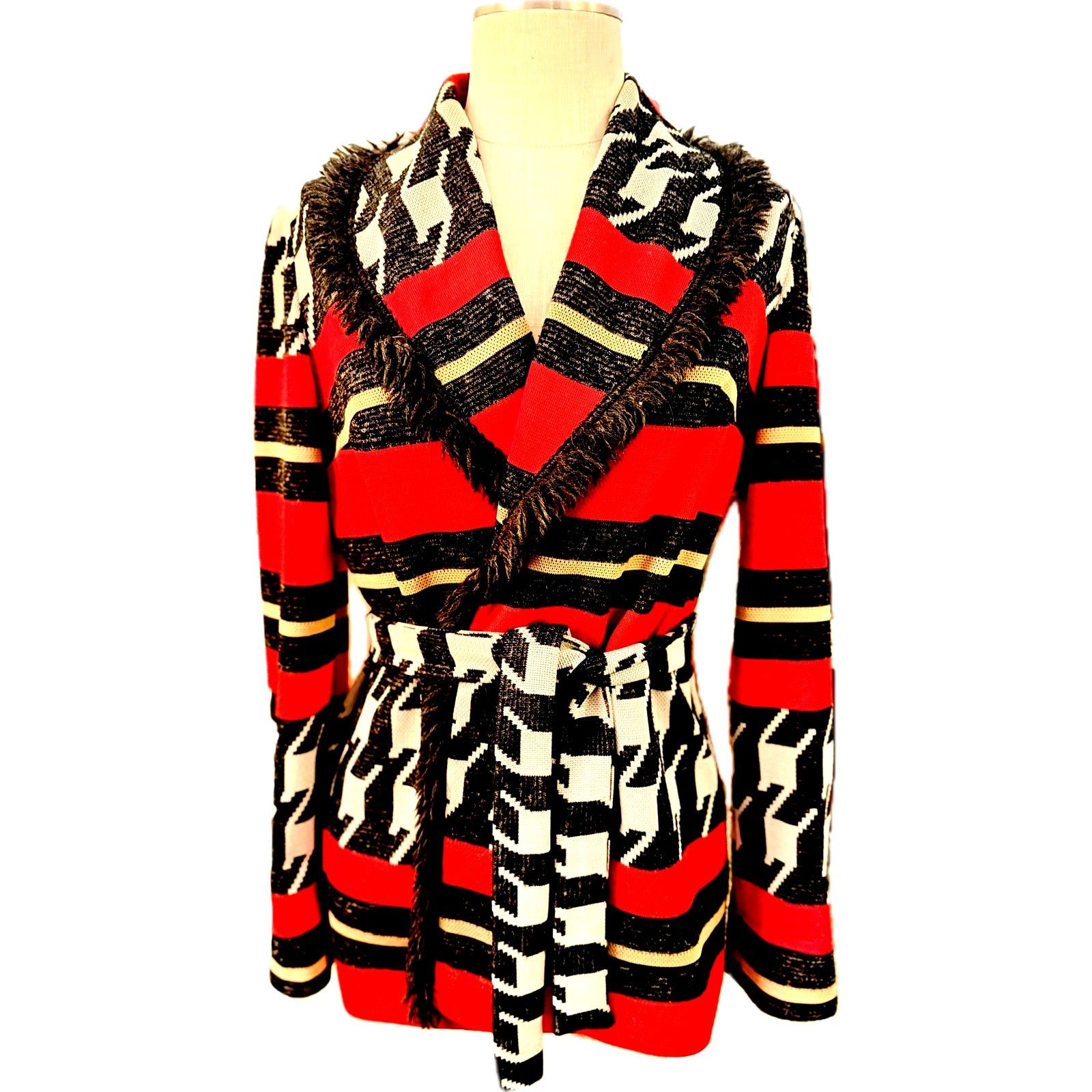 Vintage Vintage 60s Alfred Weber Geometric Tie Waist Trench Size M / US 6-8 / IT 42-44 - 1 Thumbnail