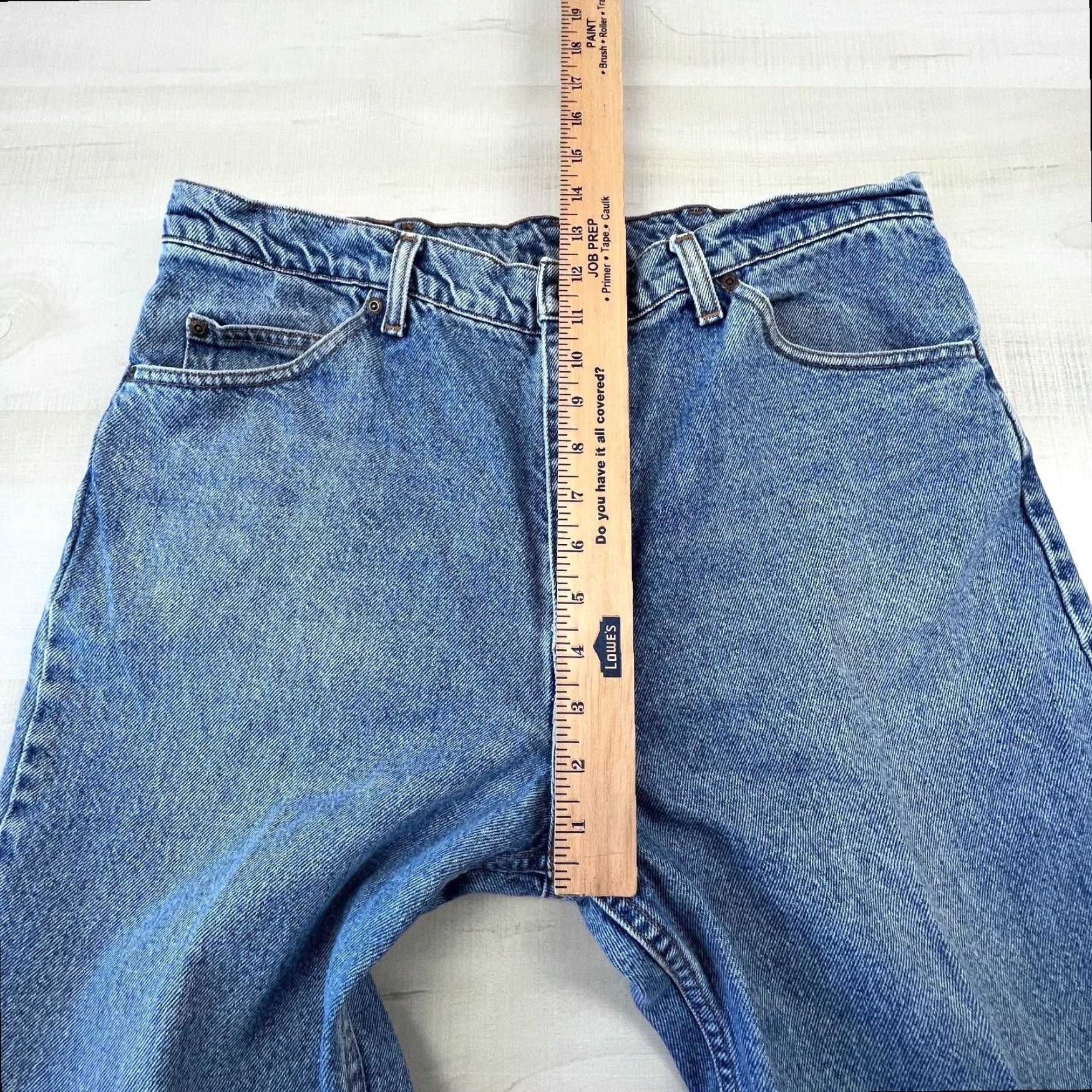 Vintage Plain Pockets Mens Jeans Blue Straight Medium Wash Denim 36X32 Size US 36 / EU 52 - 5 Thumbnail