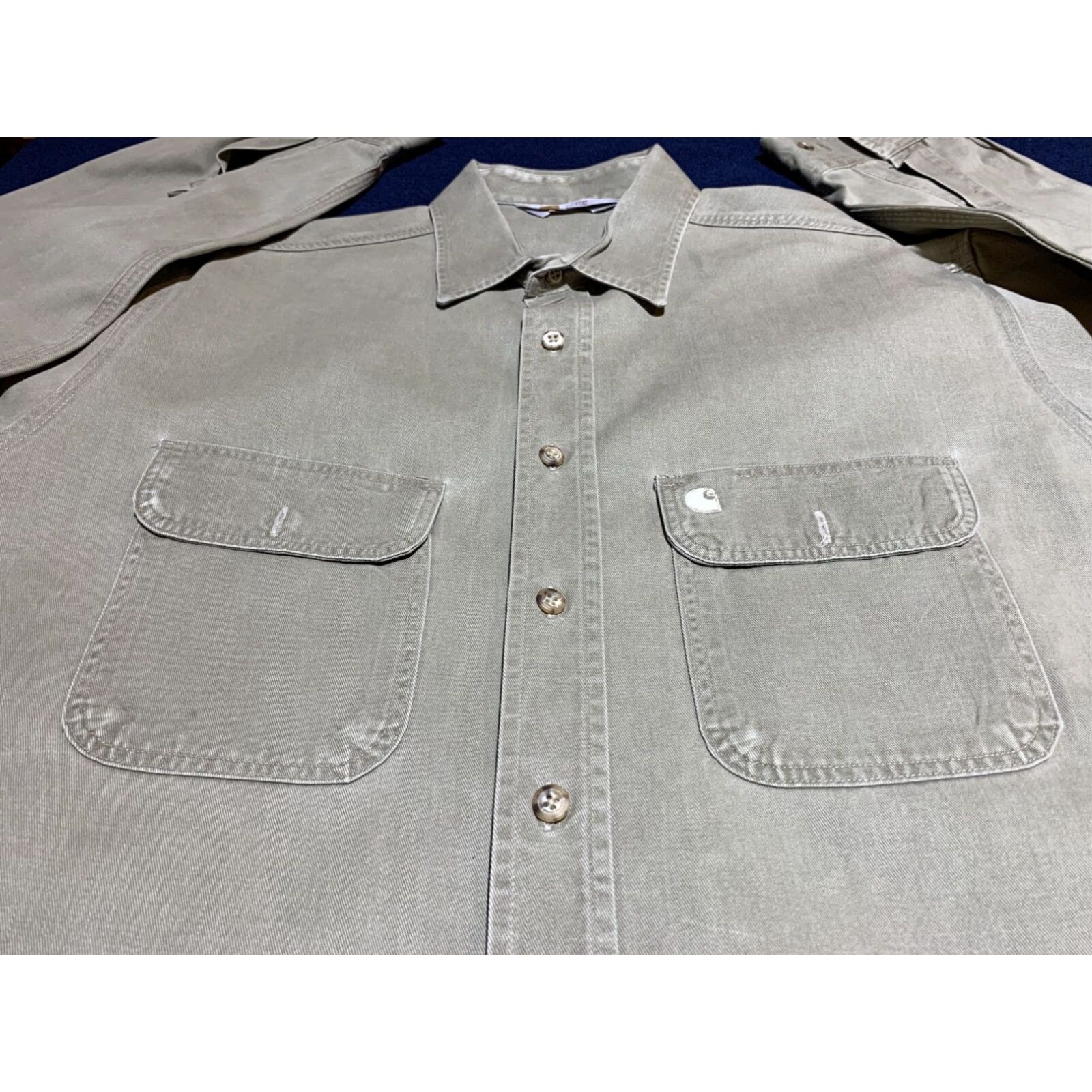Carhartt VINTAGE Carhartt Mens Outdoor Button-Up Shirt XL Beige Long Sleeve Heavy Material Size US XL / EU 56 / 4 - 3 Thumbnail