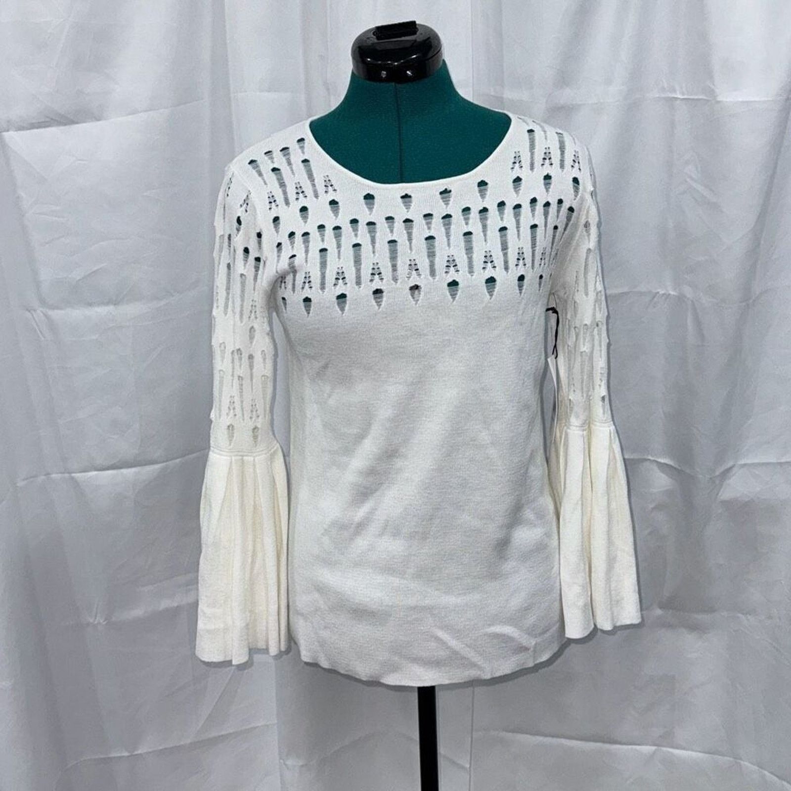 Bailey 44 Bailey 44 white open knit bell sleeve sweater | Sz L, NWT Size L / US 10 / IT 46 - 2 Thumbnail