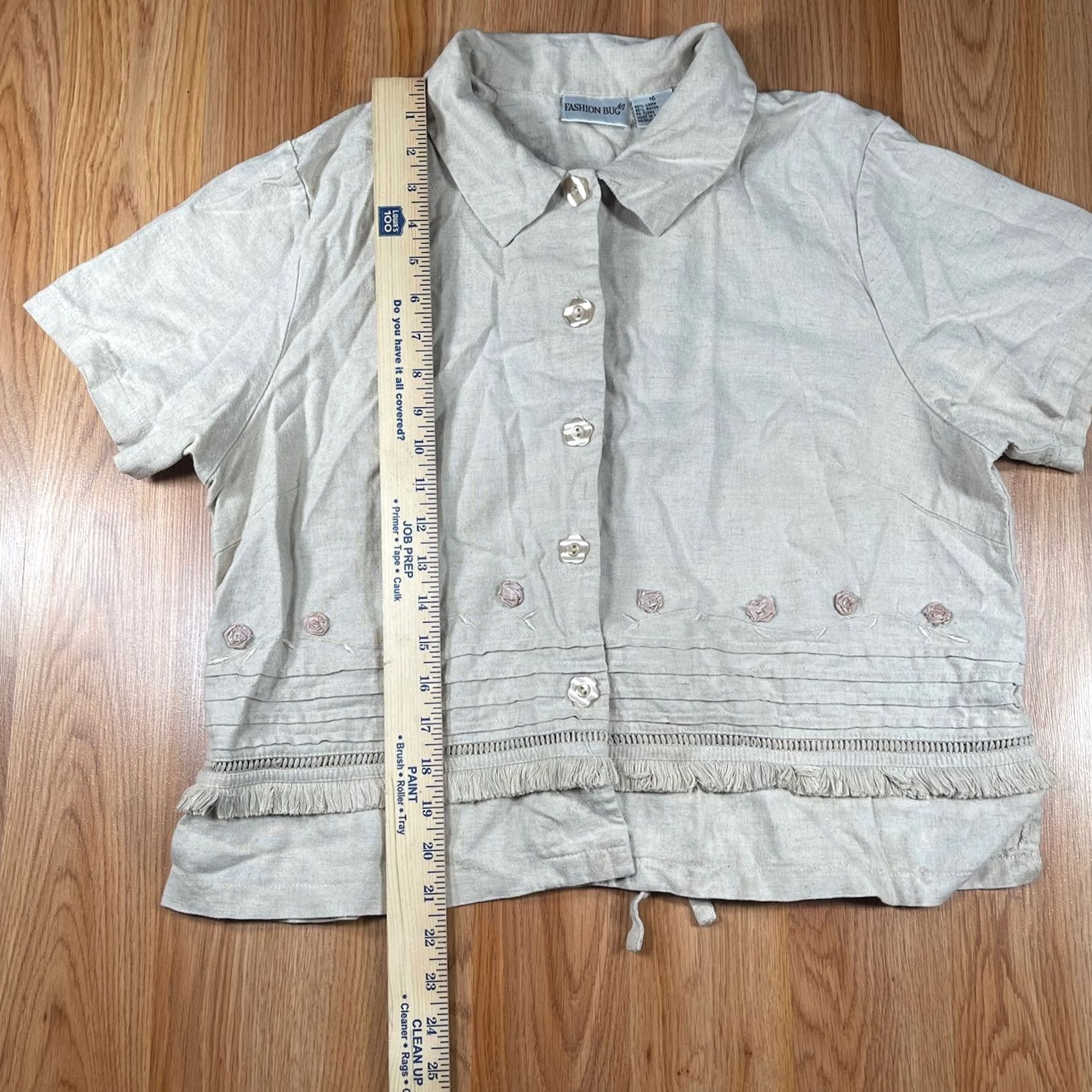 Vintage Fashion Bug Blouse Shirt Beige Linen Blend Button-Up Size 16 Womens Casual Shirt Beige Linen Blend Button-Up Womens 16 Size XXL / US 16-18 / IT 52-54 - 3 Thumbnail