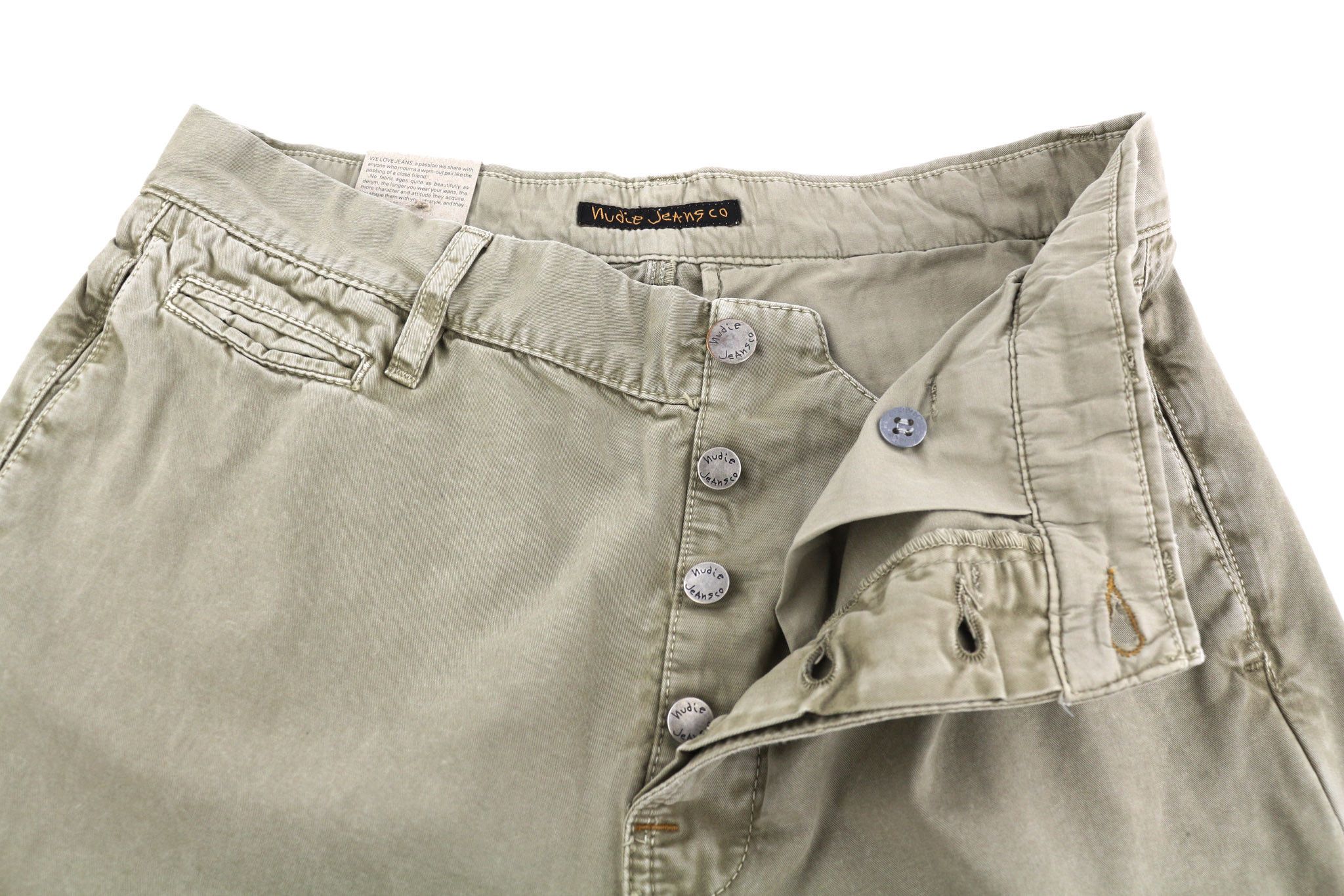 Nudie Jeans KHAKI REGULAR W29/L32 Beige Chino Logo 82657 Size US 29 - 4 Thumbnail