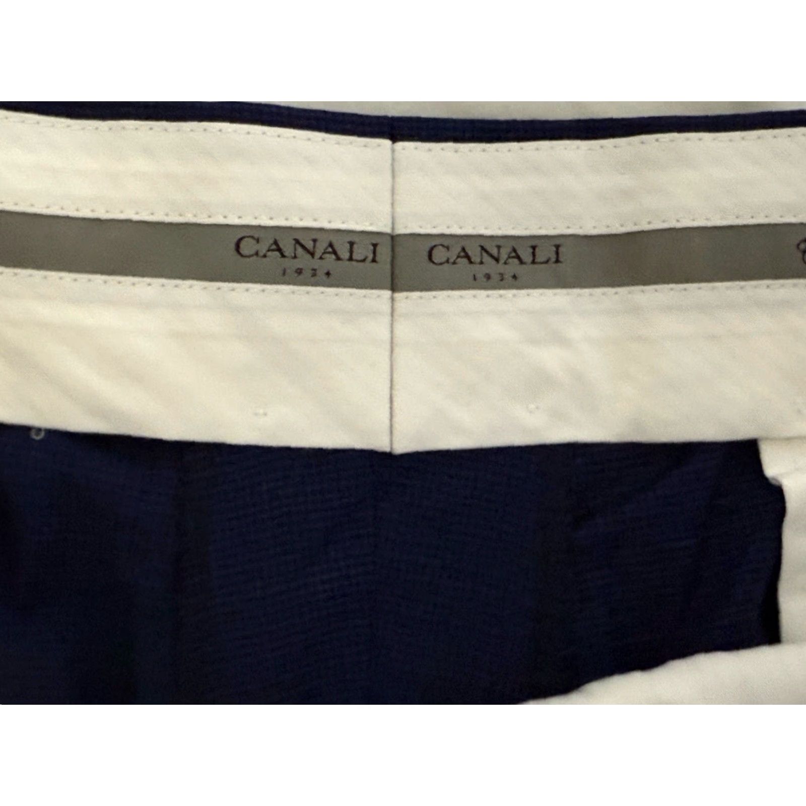 Canali CANALI Lightweight Wool Dress Pants Blue Houndstooth 39x36.5 Regular Fit Mens Size US 39 - 7 Thumbnail