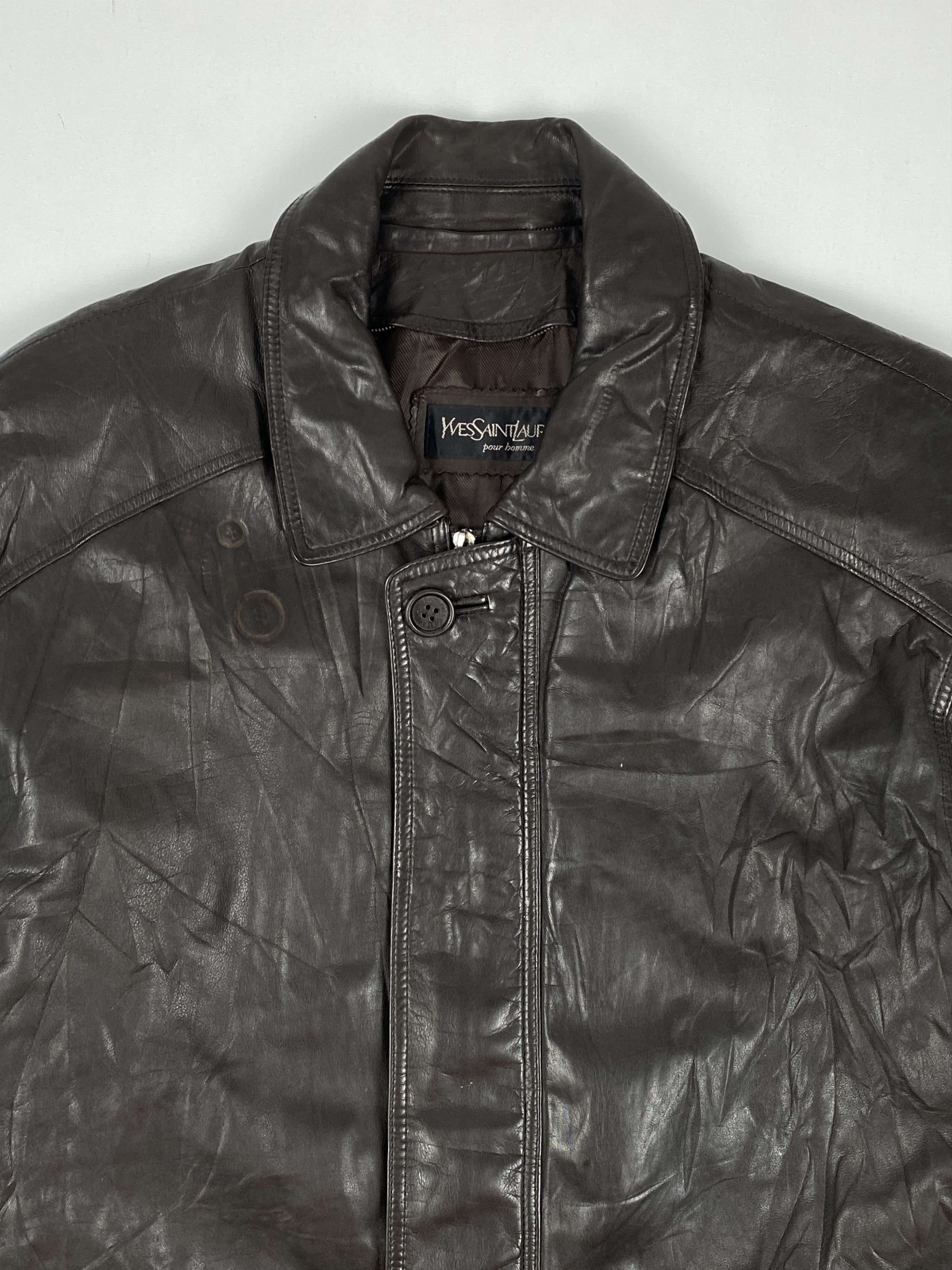 Yves Saint Laurent Leather Car Coat Jacket Size US L / EU 52-54 / 3 - 3 Thumbnail