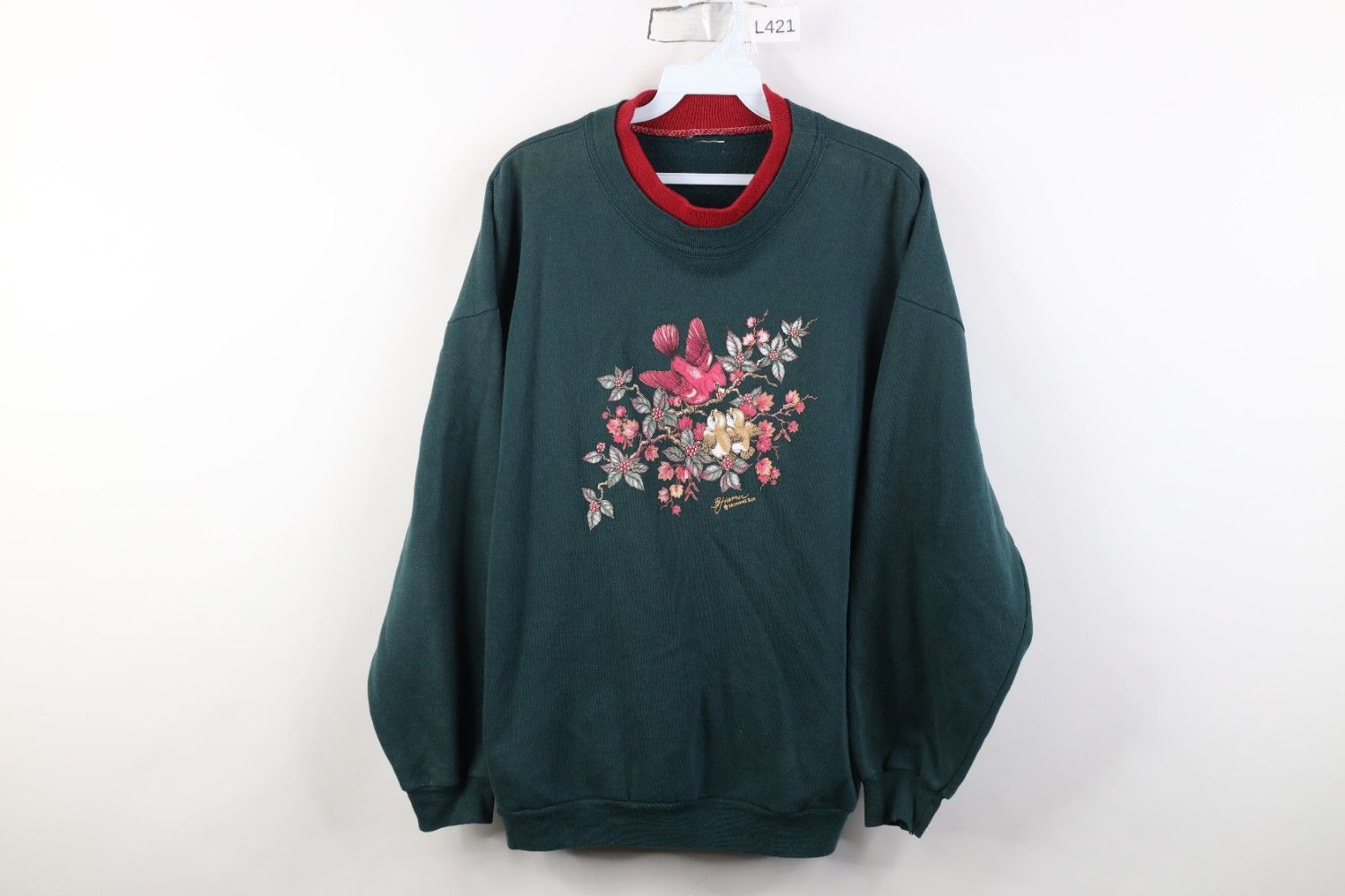 Vintage Vintage 90s Streetwear Nature Bird Crewneck Sweatshirt Green Size XL / US 12-14 / IT 48-50 - 1 Thumbnail