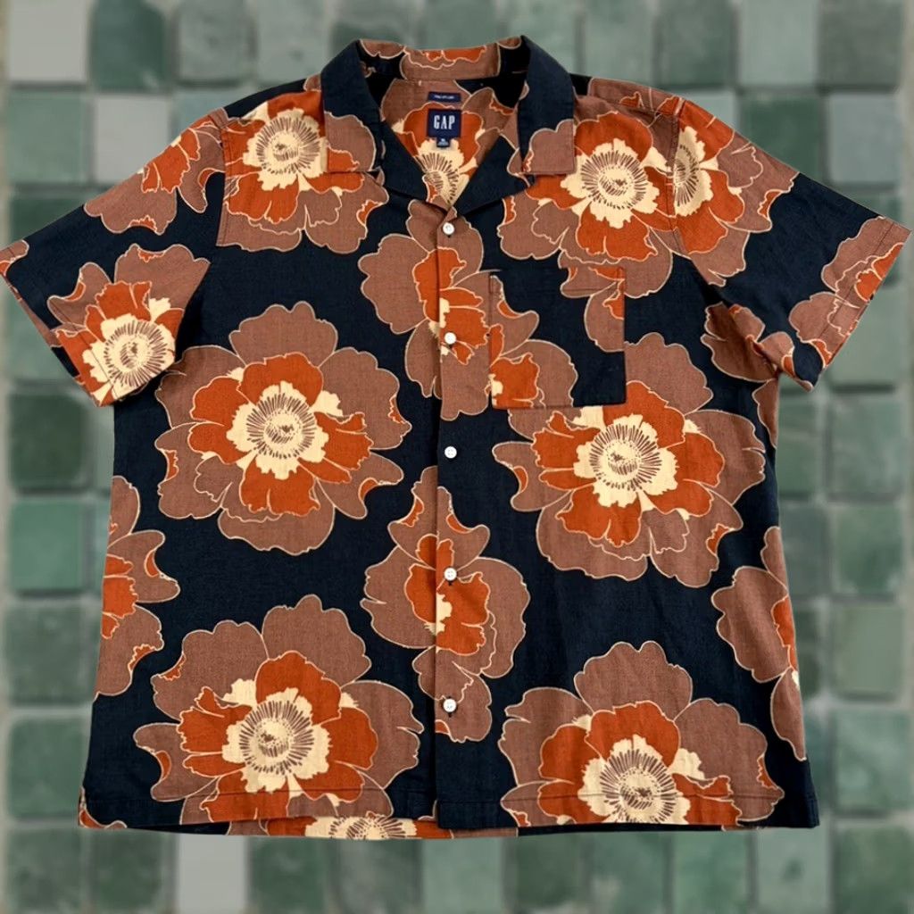 Gap Gap April Bloom Floral Aloha Linen Blend Camp Loop Collar Shirt Men XL Northwest? Size US XL / EU 56 / 4 - 1 Thumbnail