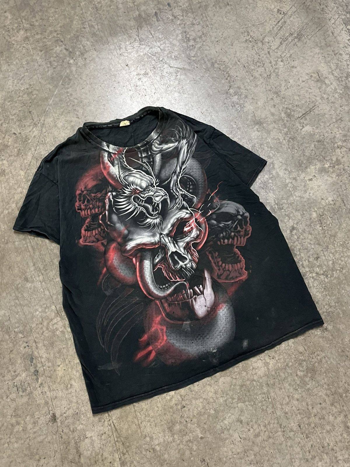 Affliction × JNCO × Tapout Y2k grunge opium skull dragon Jnco style tee hype rare Size US XL / EU 56 / 4 - 1 Thumbnail