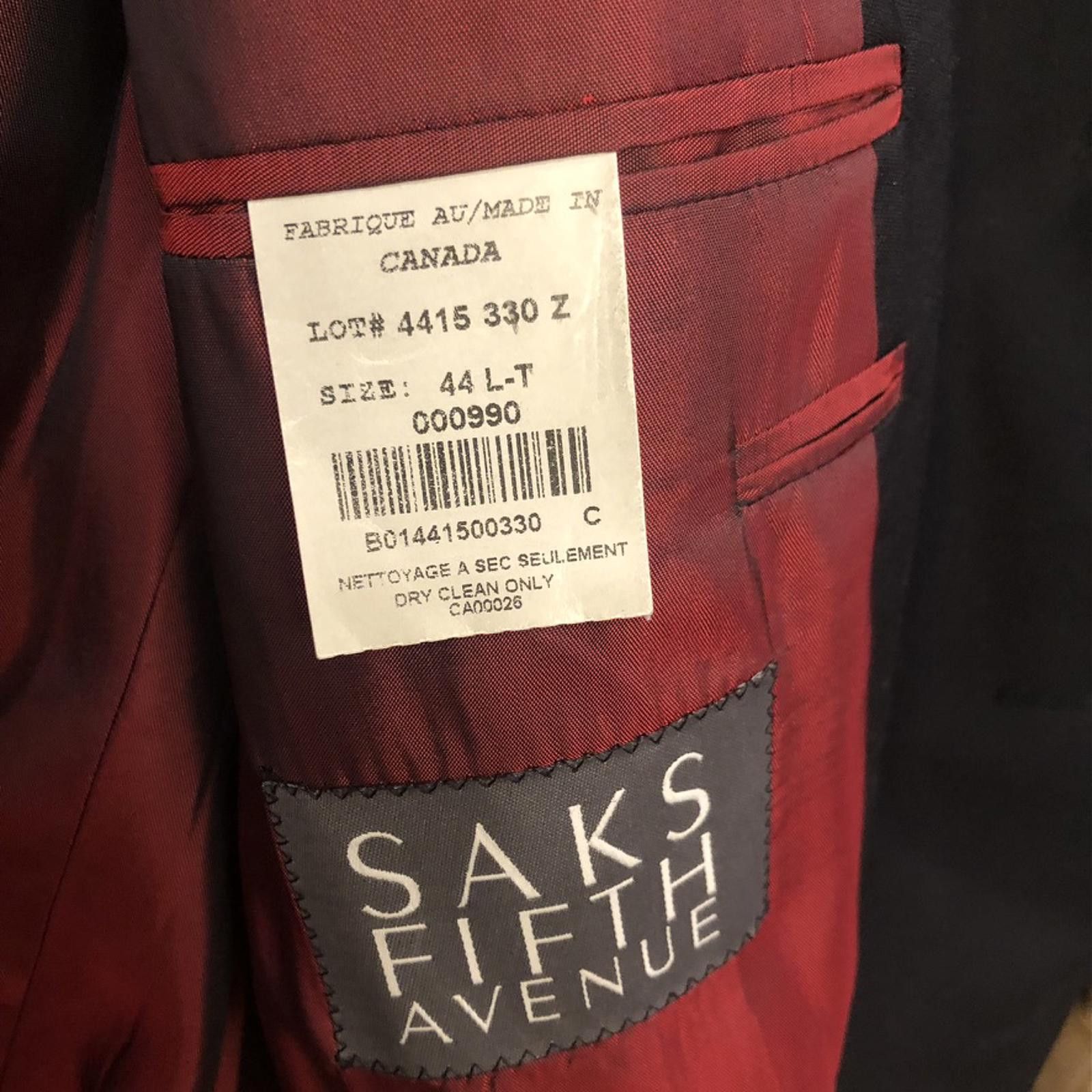 Saks Fifth Avenue Saks Fifth Avenue Black Sport Coat Made by Samuelsohn 44 L-T Size 44L - 4 Thumbnail